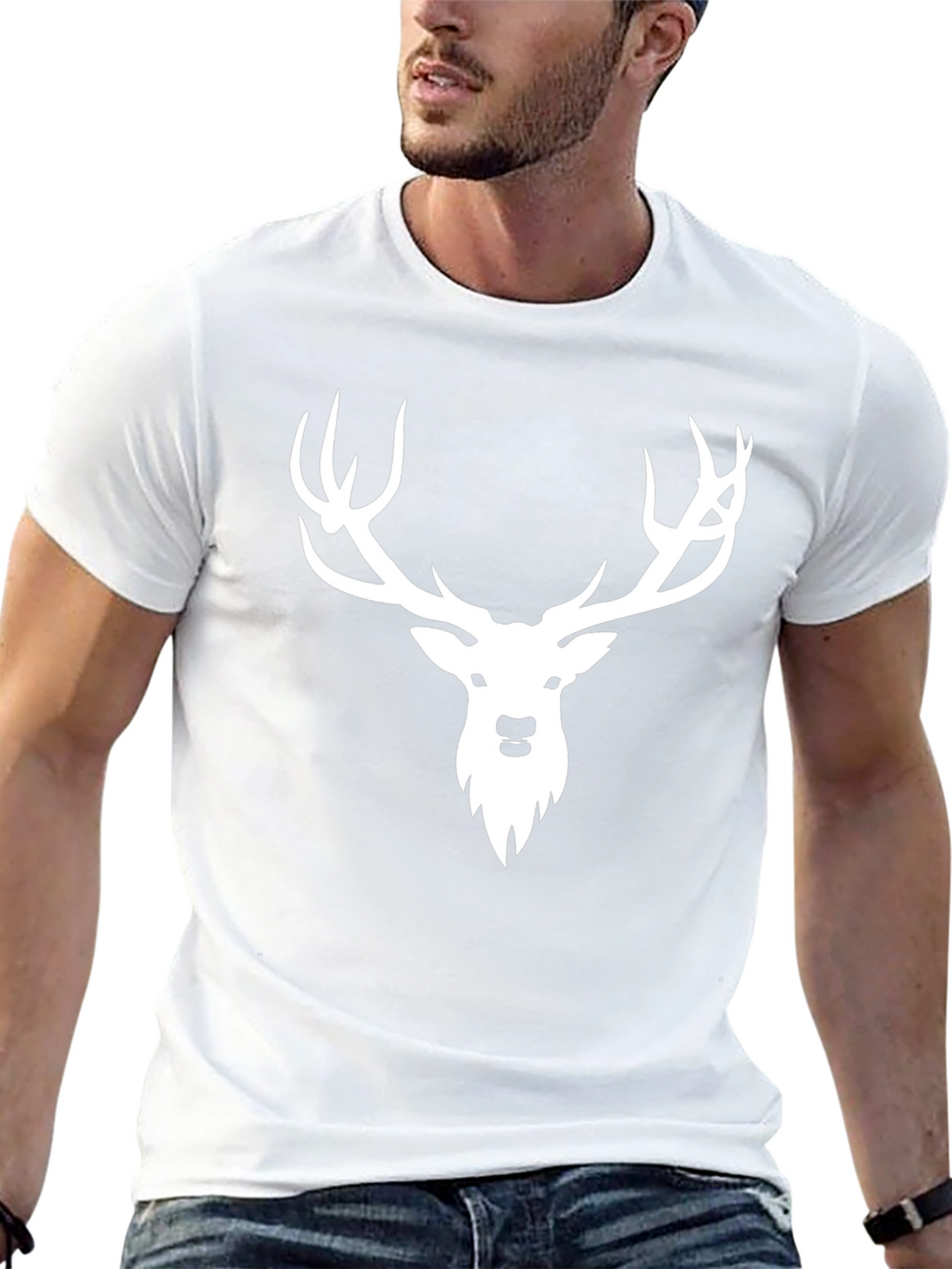 Stag Graphic Tee - Black Casual T-Shirt