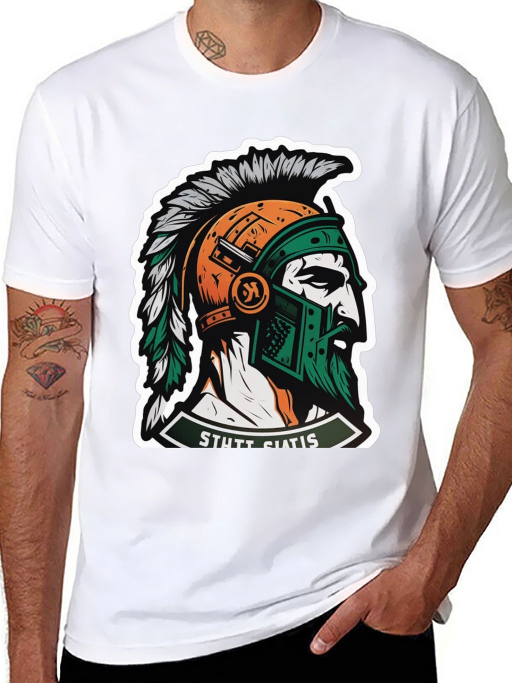 Spartan Warrior Graphic T-Shirt - Stylish Mens Tee