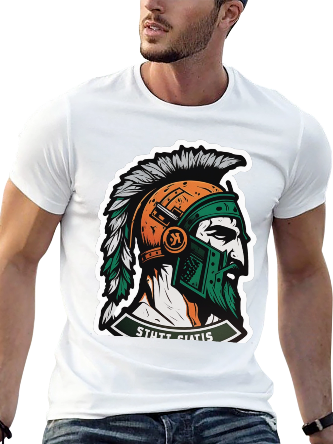 Spartan Warrior Graphic T-Shirt - Stylish Mens Tee