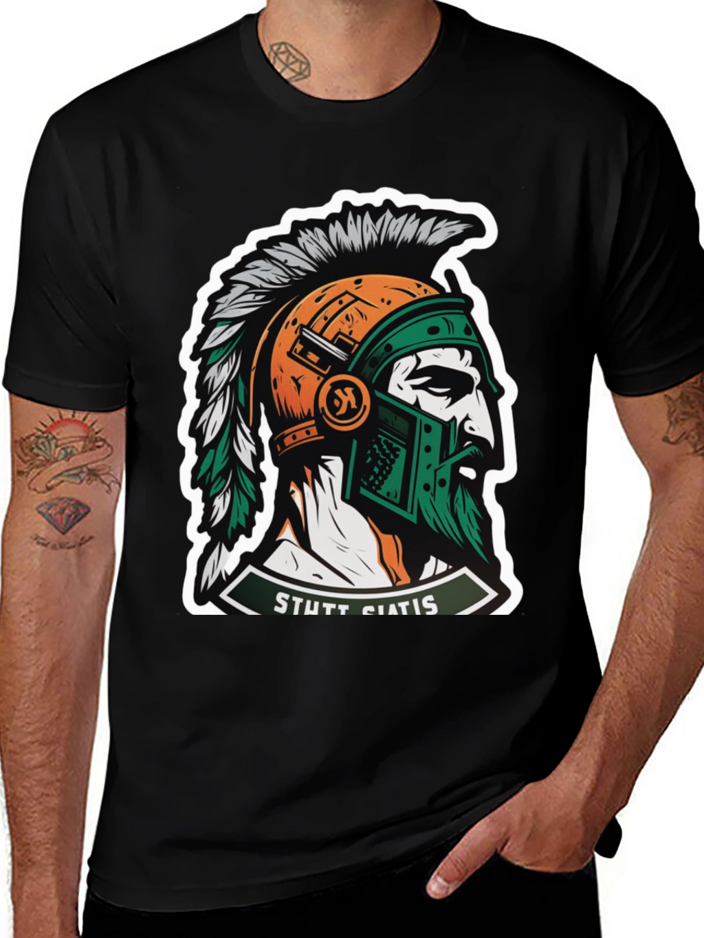 Spartan Warrior Graphic T-Shirt - Stylish Mens Tee