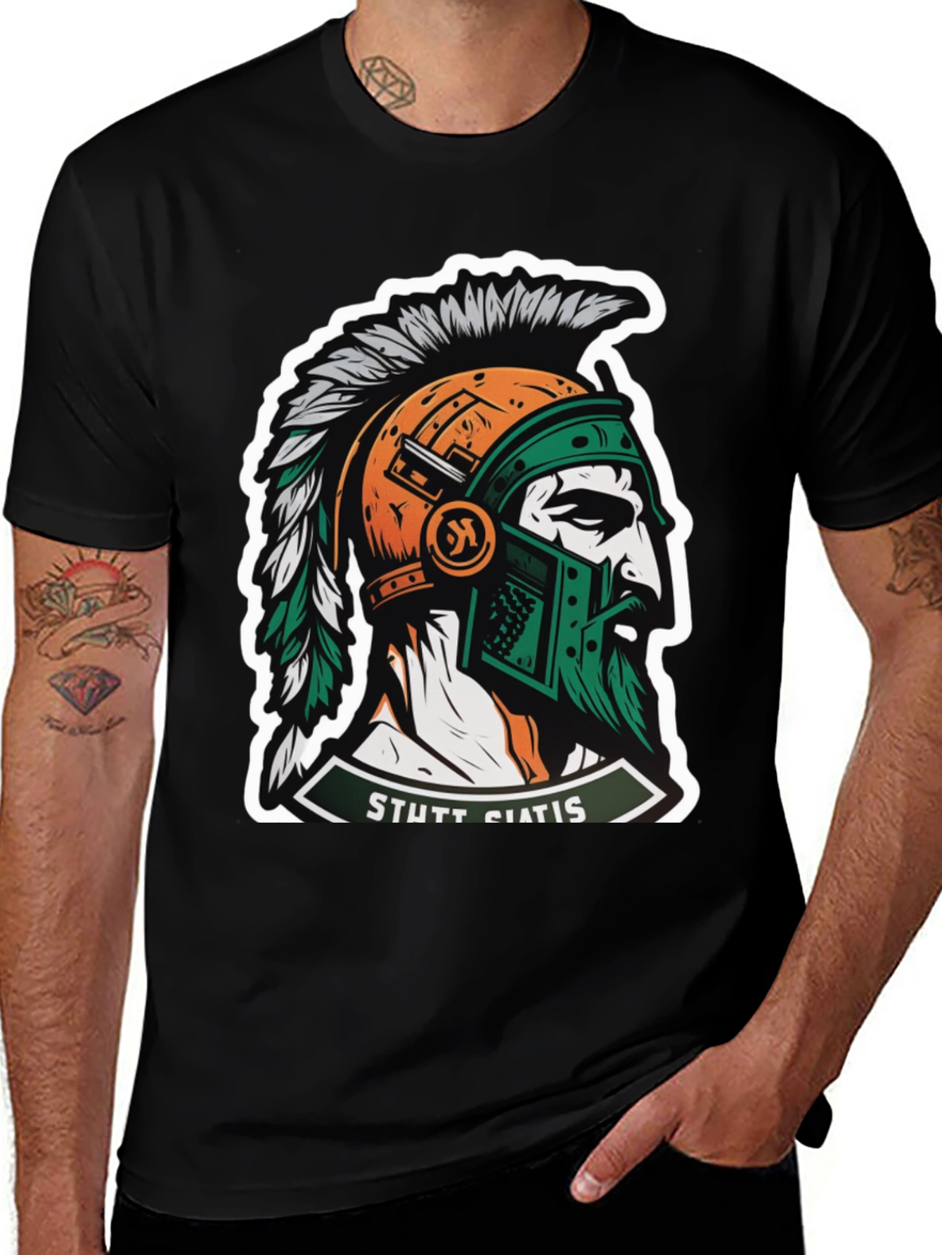 Spartan Warrior Graphic T-Shirt - Stylish Mens Tee