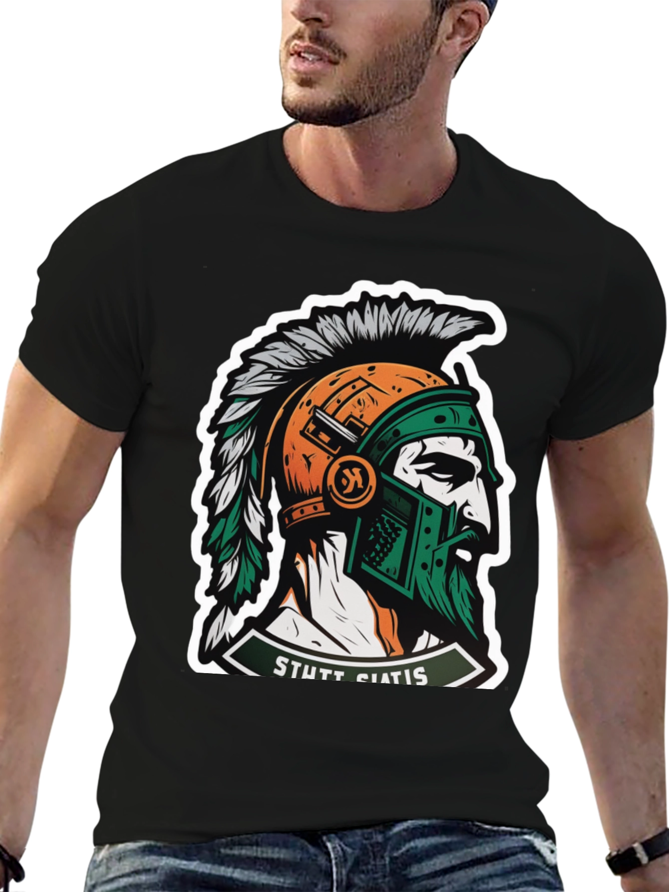 Spartan Warrior Graphic T-Shirt - Stylish Mens Tee