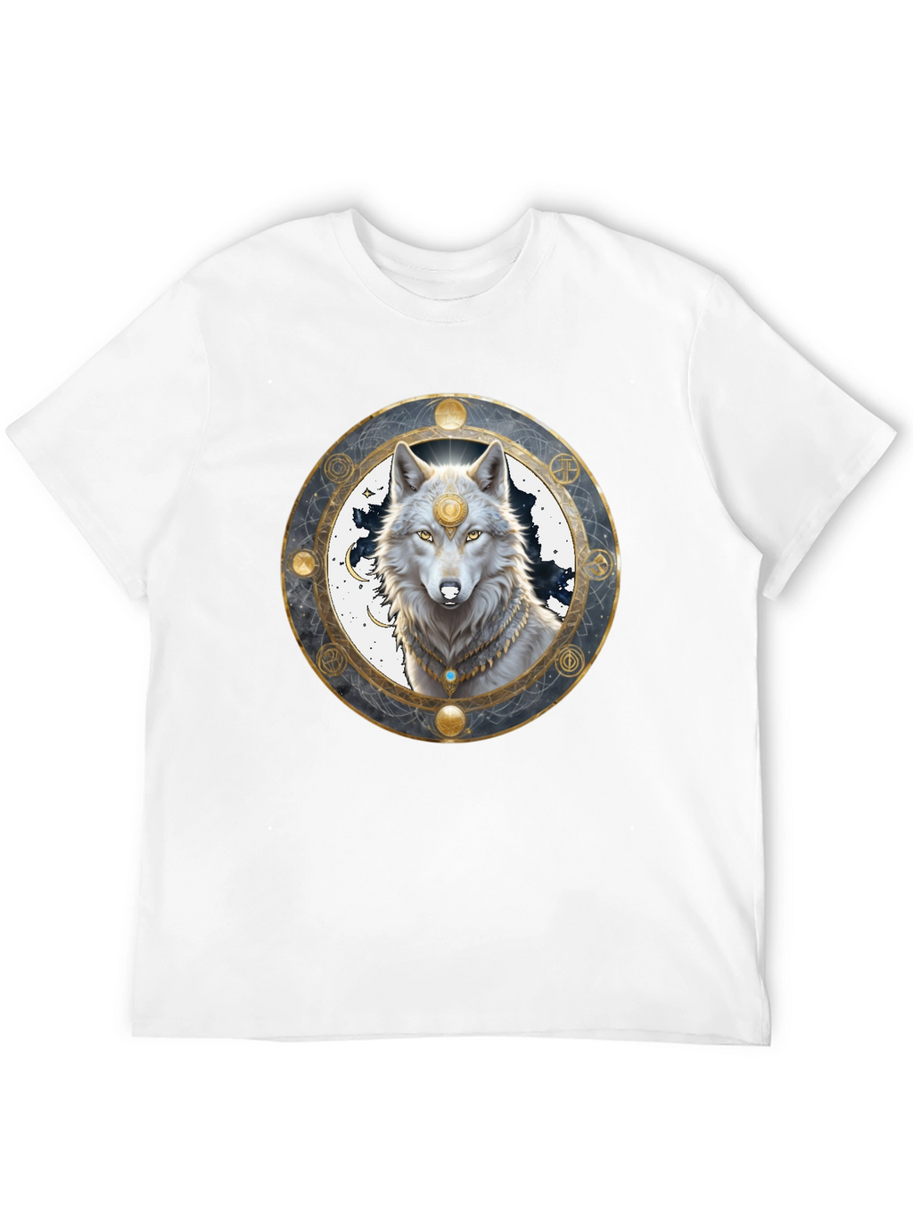 Mystic Wolf Graphic Tee - Black Crew Neck Shirt