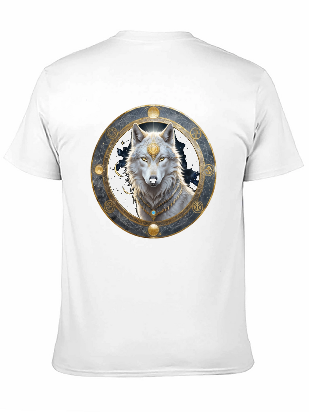 Mystic Wolf Graphic Tee - Black Crew Neck Shirt