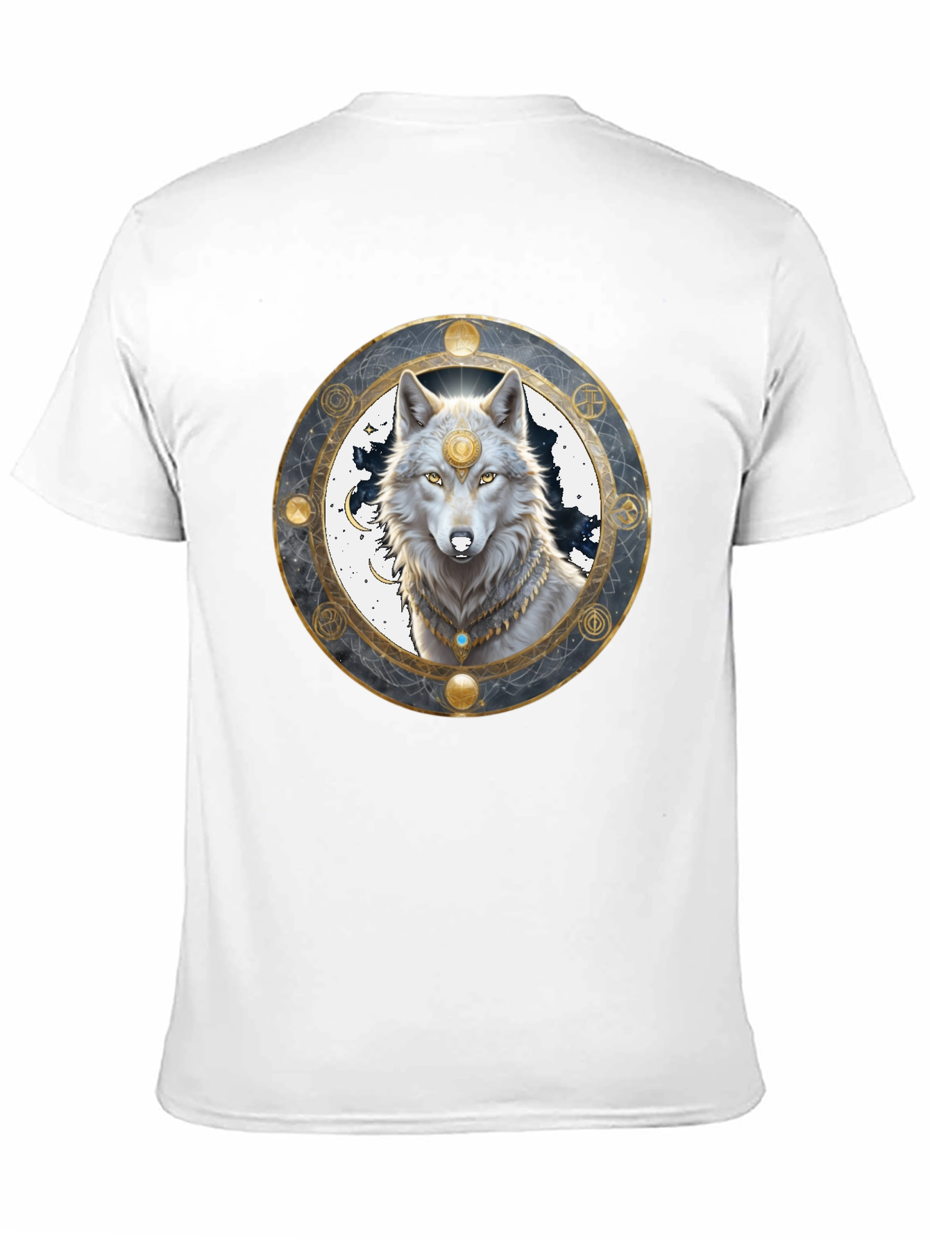 Mystic Wolf Graphic Tee - Black Crew Neck Shirt