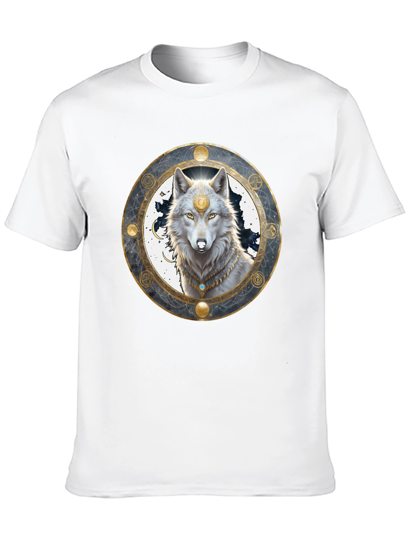 Mystic Wolf Graphic Tee - Black Crew Neck Shirt