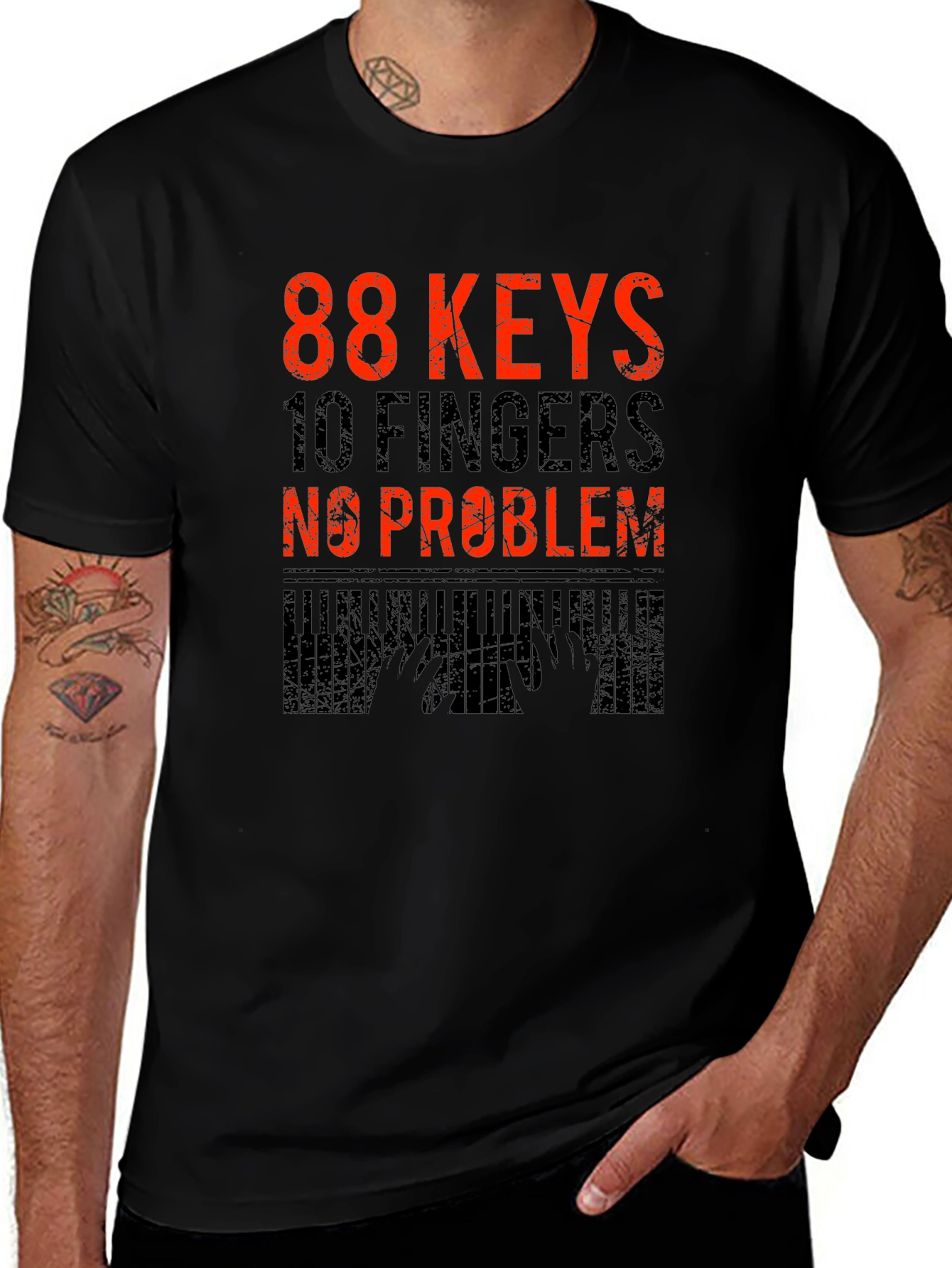 88 Keys 10 Fingers No Problem Graphic Tee
