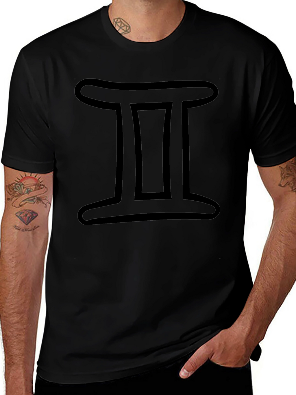 Gemini Zodiac Sign Black T-Shirt