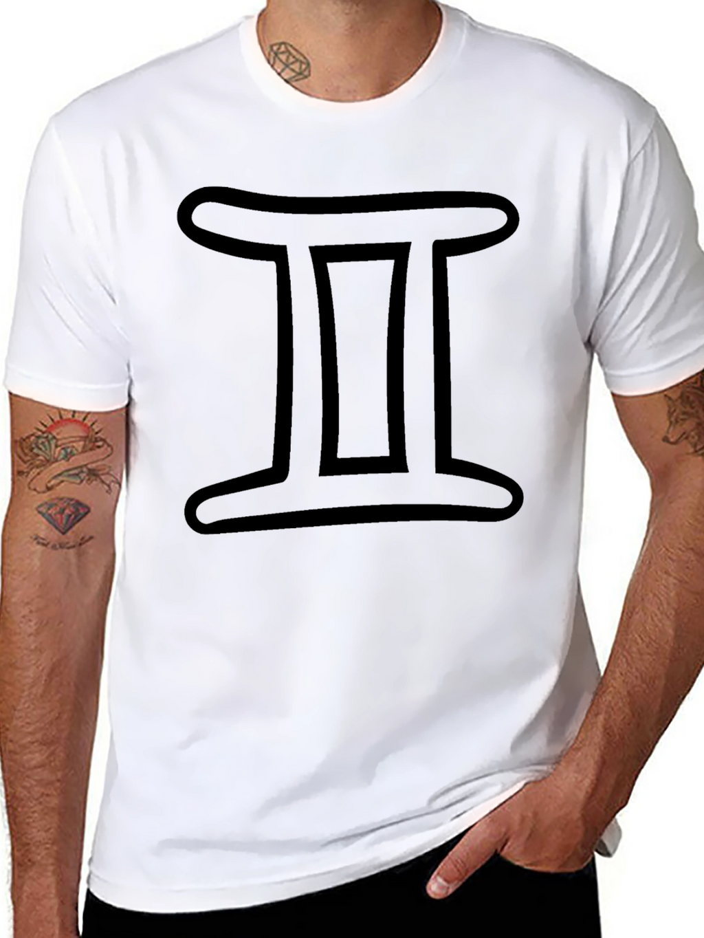 Gemini Zodiac Sign Black T-Shirt