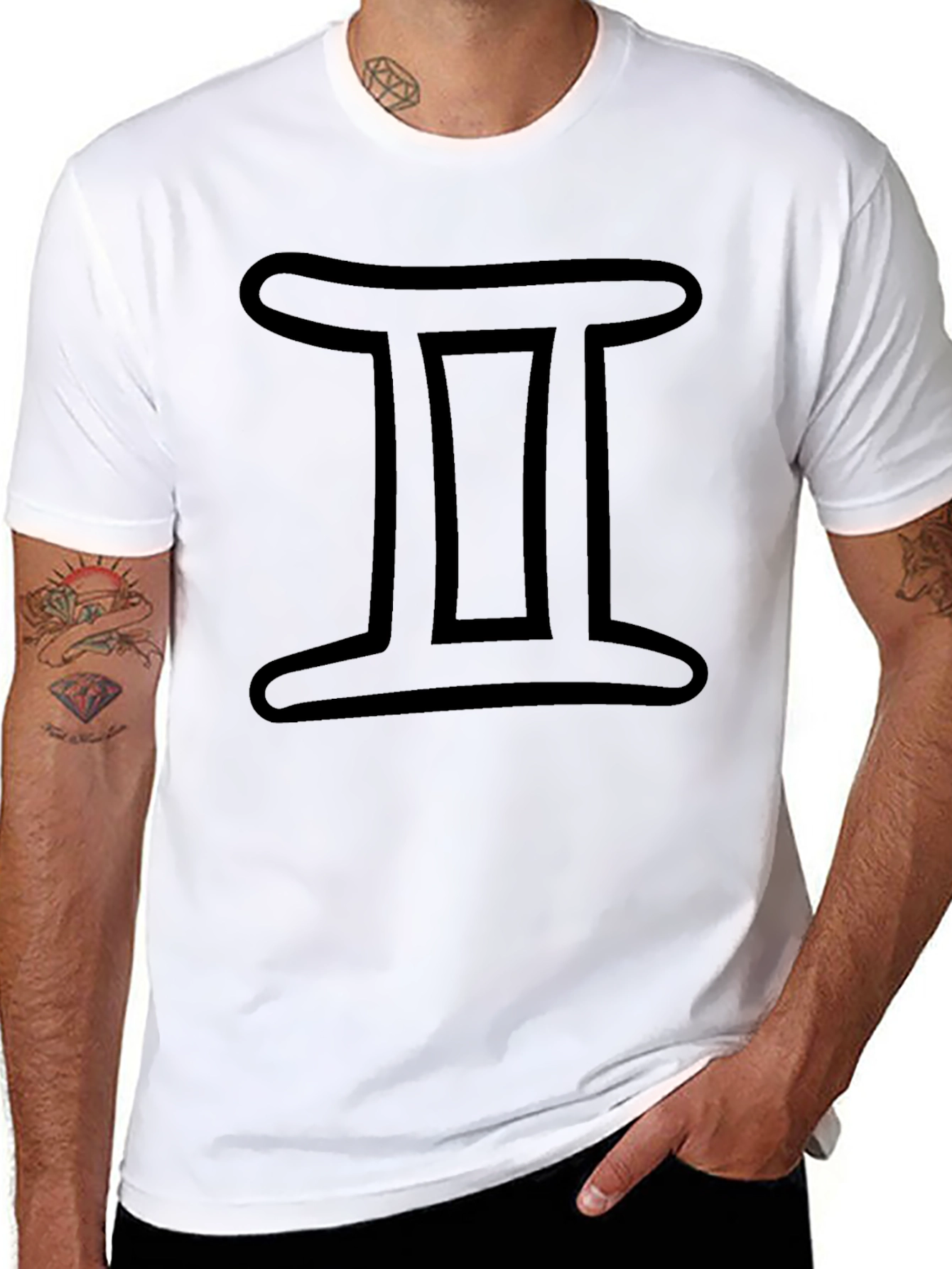 Gemini Zodiac Sign Black T-Shirt