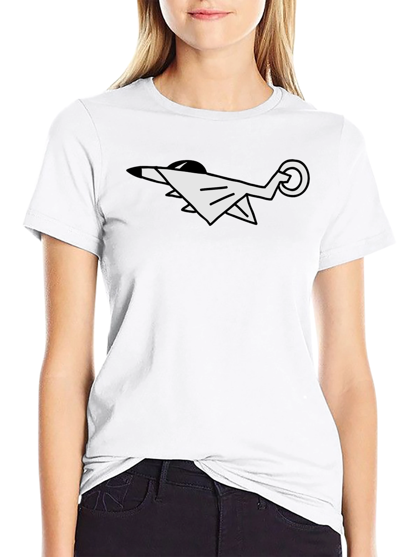 Abstract Airplane Graphic Tee - Black Cotton