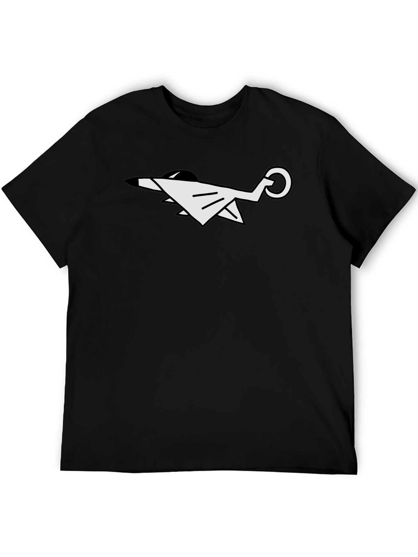 Abstract Airplane Graphic Tee - Black Cotton