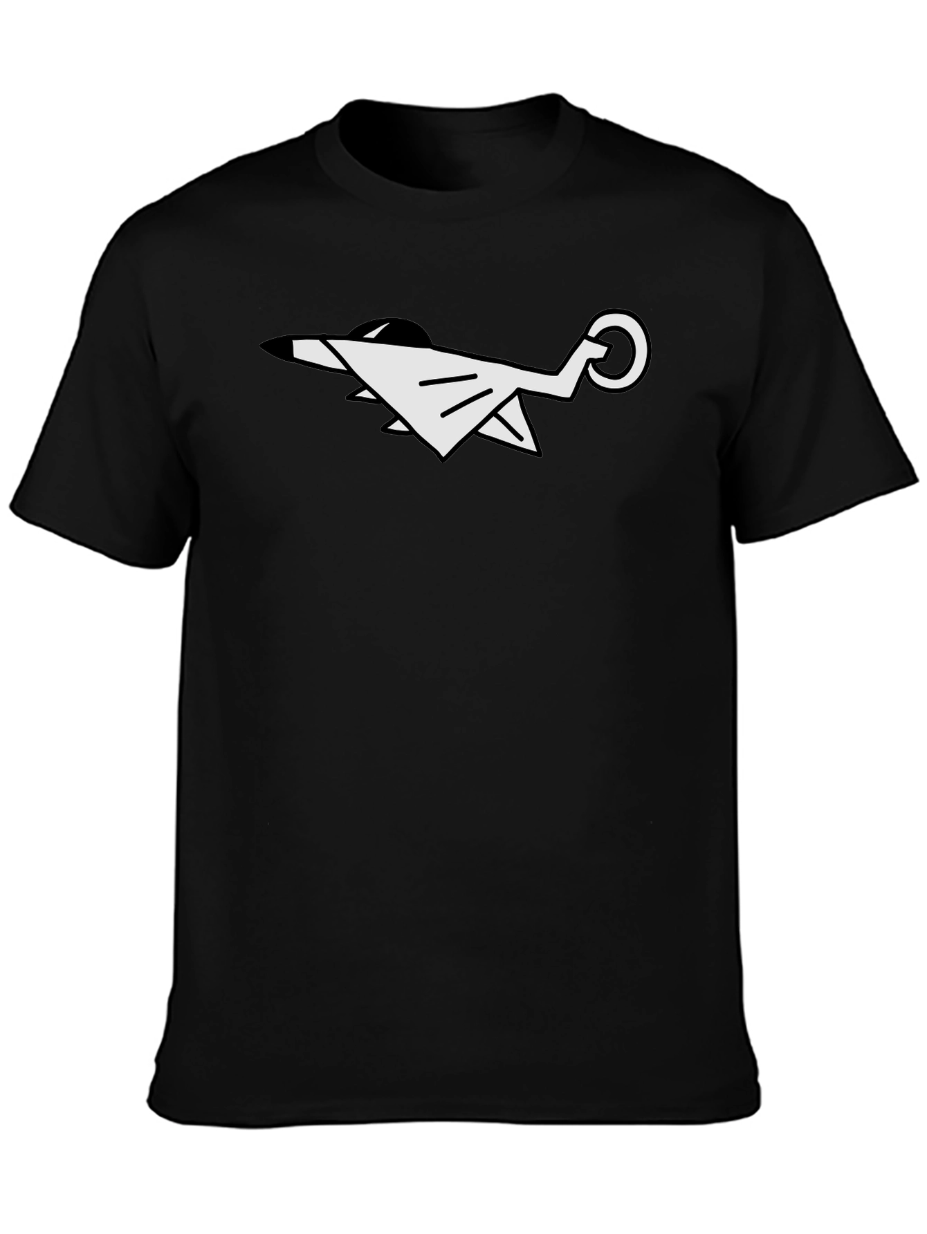 Abstract Airplane Graphic Tee - Black Cotton