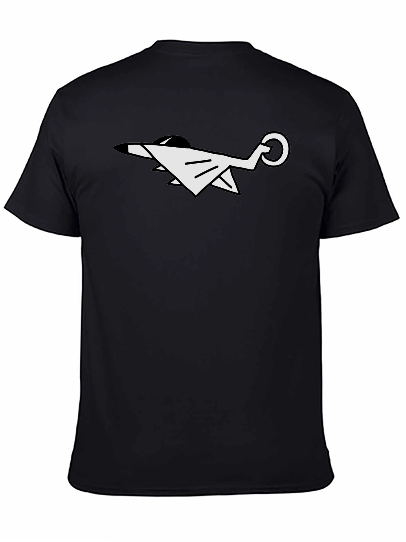 Abstract Airplane Graphic Tee - Black Cotton
