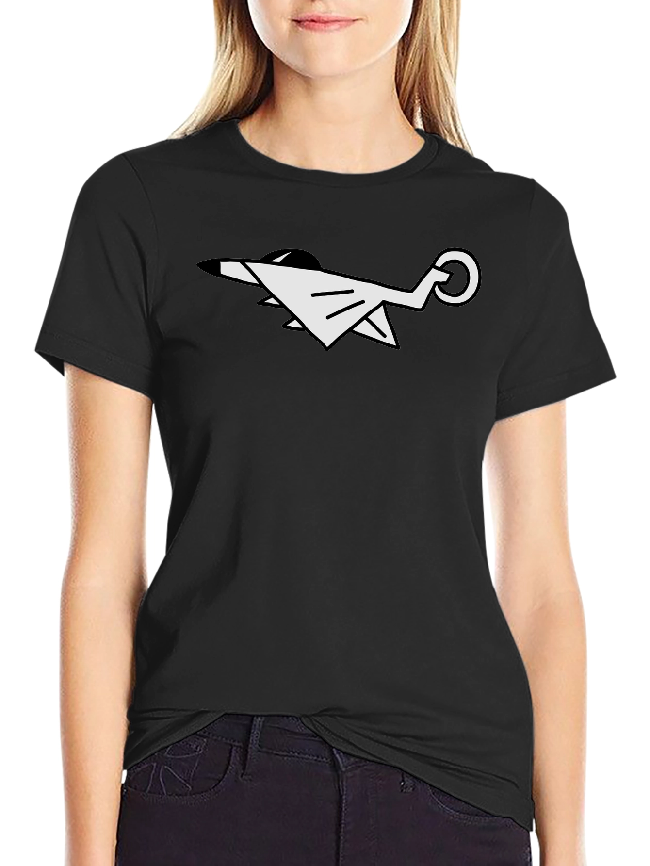 Abstract Airplane Graphic Tee - Black Cotton