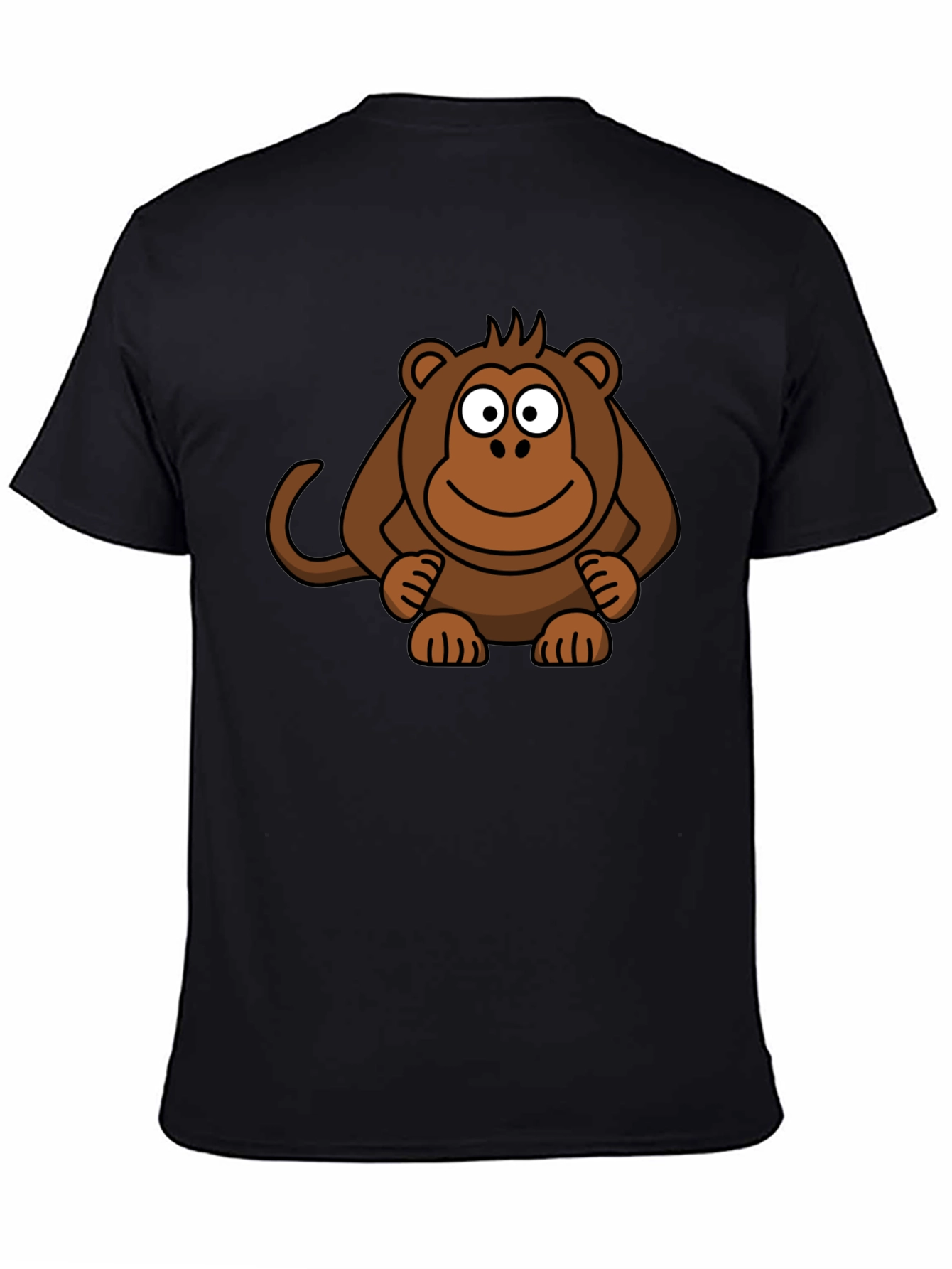 Cartoon Monkey Graphic Print Black T-Shirt