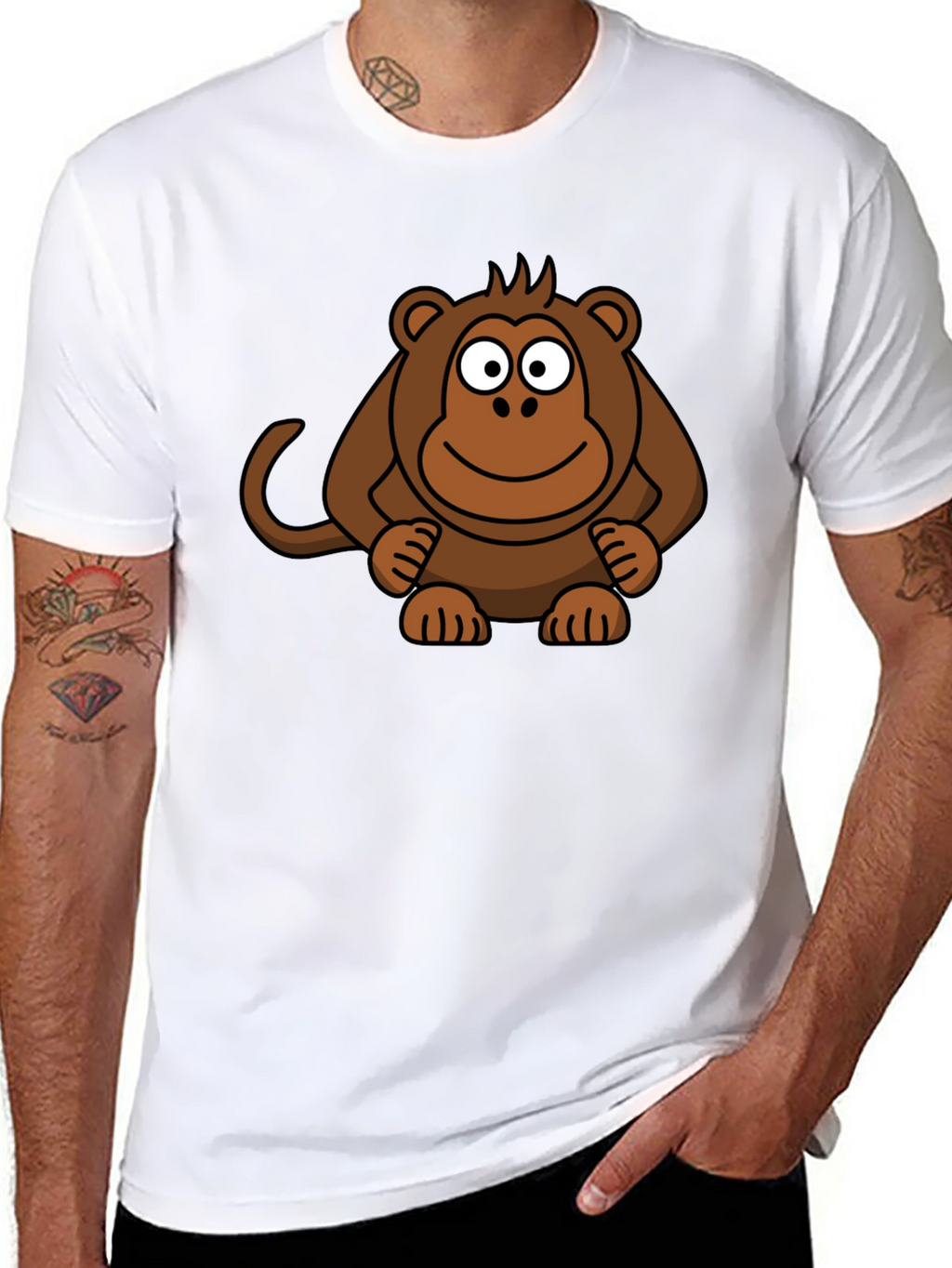 Cartoon Monkey Graphic Print Black T-Shirt
