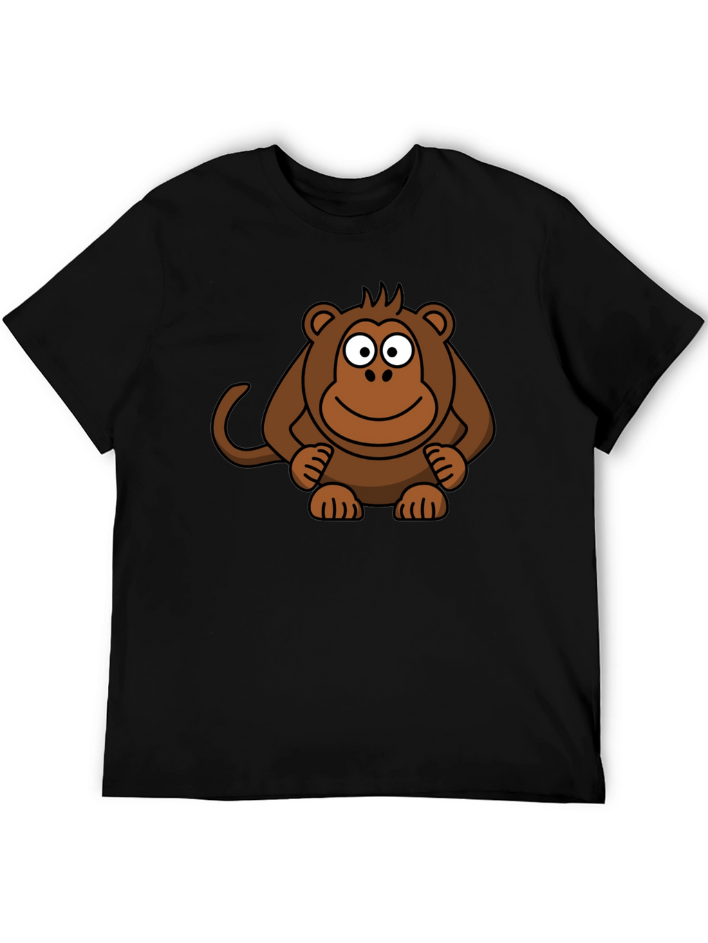 Cartoon Monkey Graphic Print Black T-Shirt