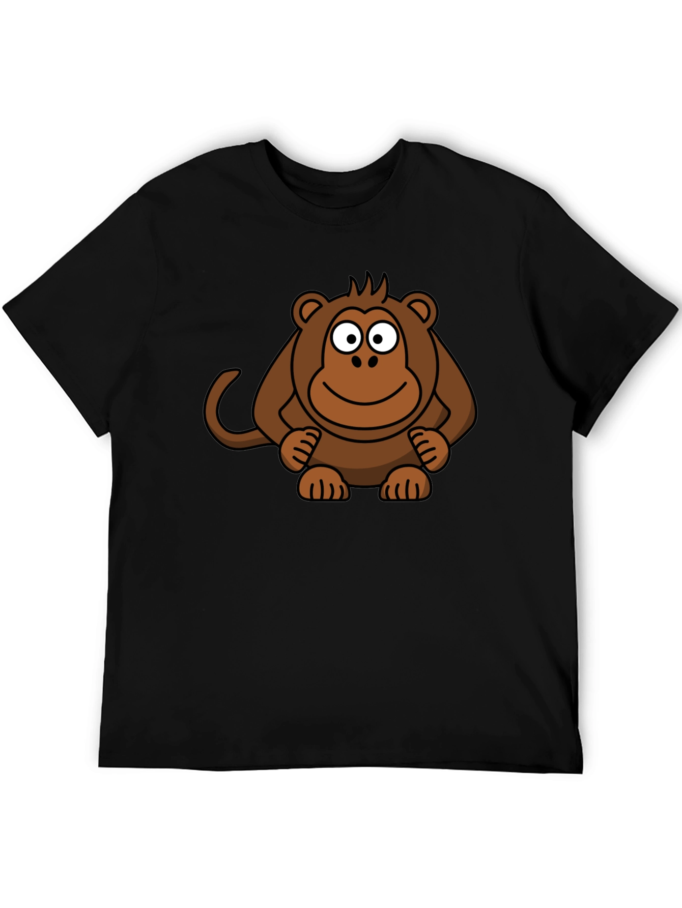 Cartoon Monkey Graphic Print Black T-Shirt