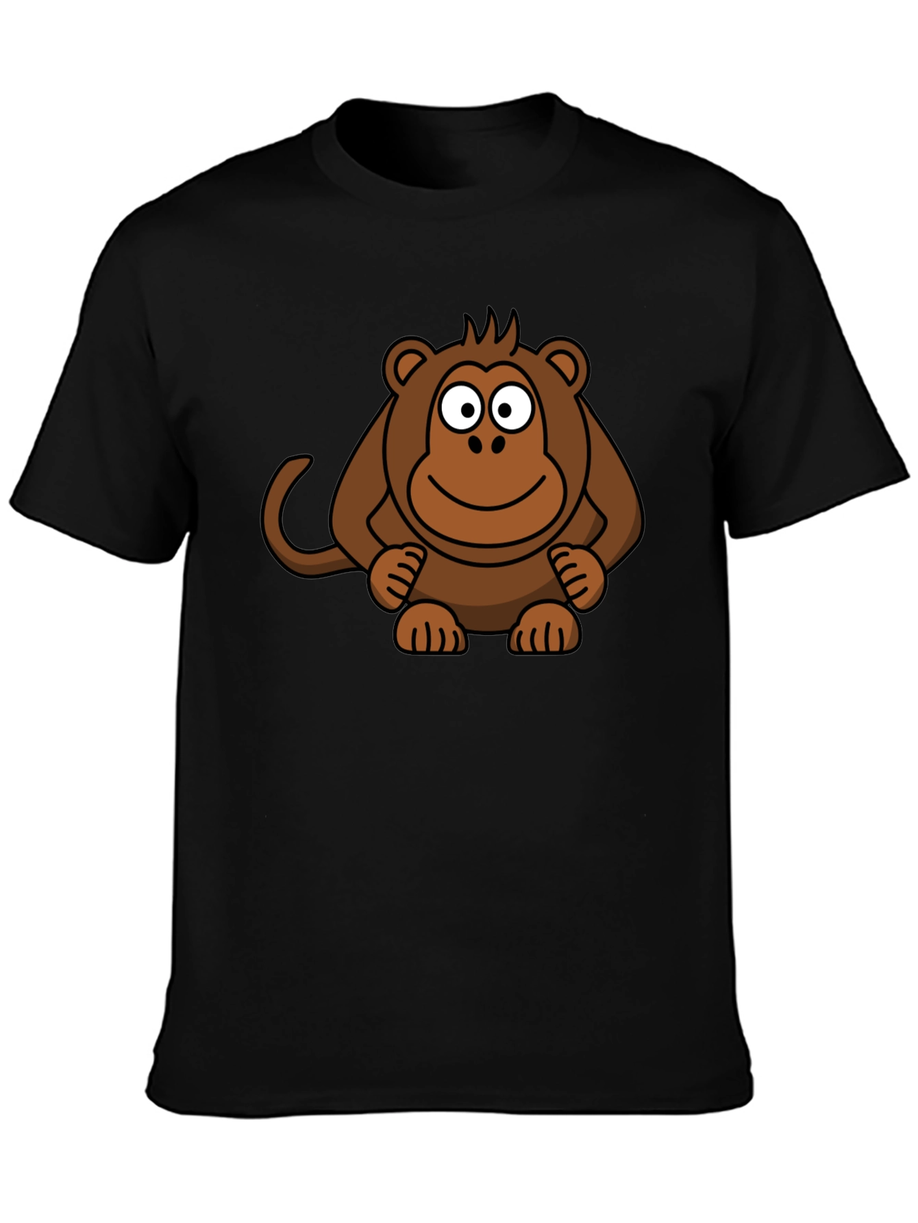 Cartoon Monkey Graphic Print Black T-Shirt