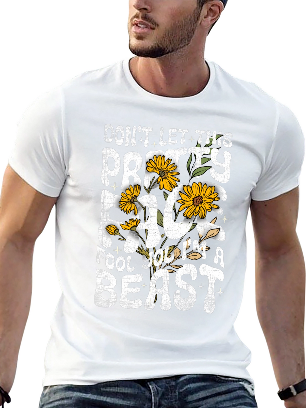 Pretty Face Beast Graphic T-Shirt - Black