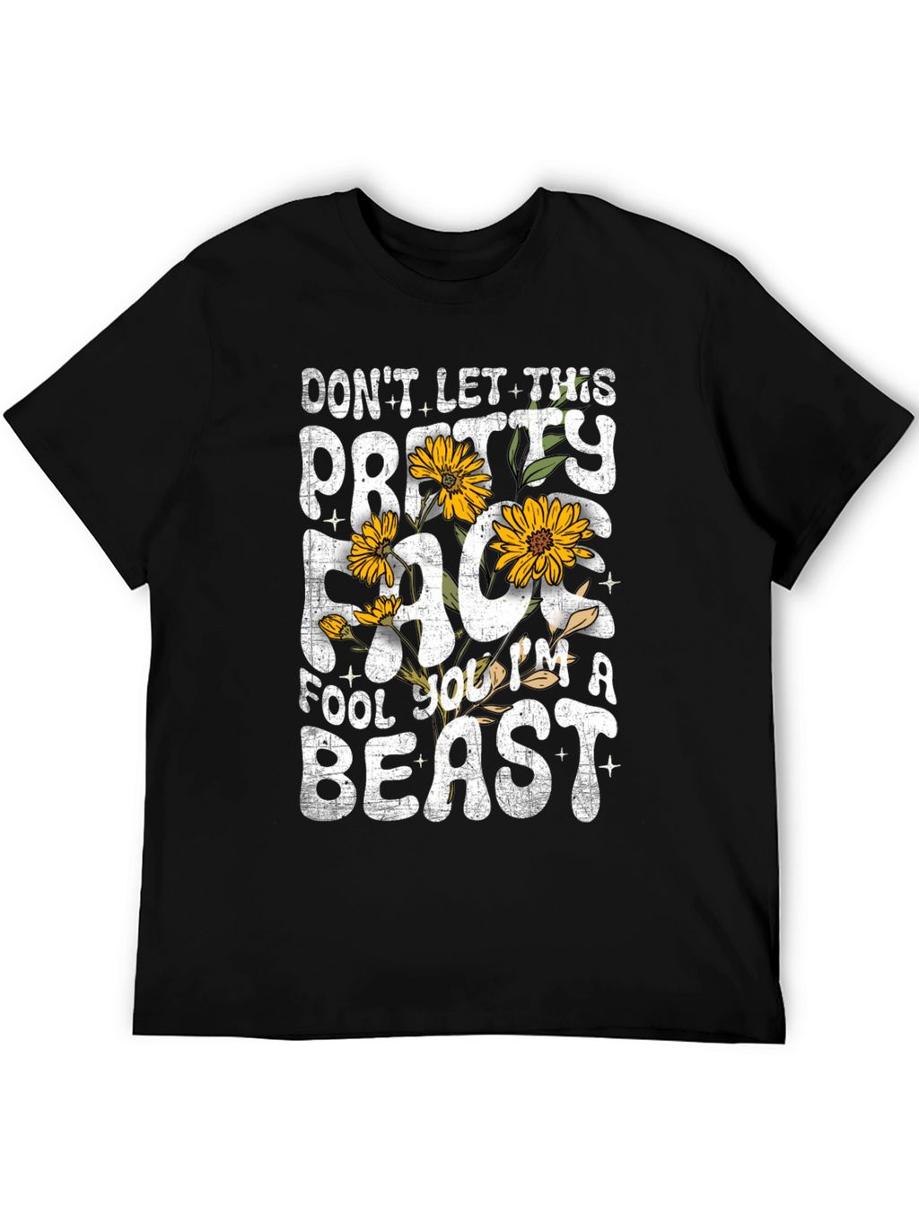 Pretty Face Beast Graphic T-Shirt - Black