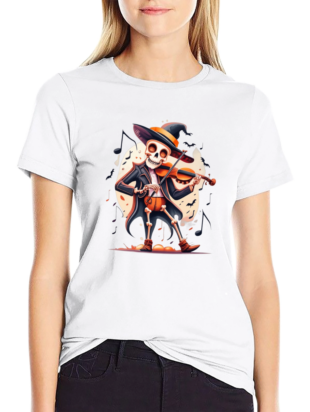 Skeleton Violinist Halloween T-Shirt