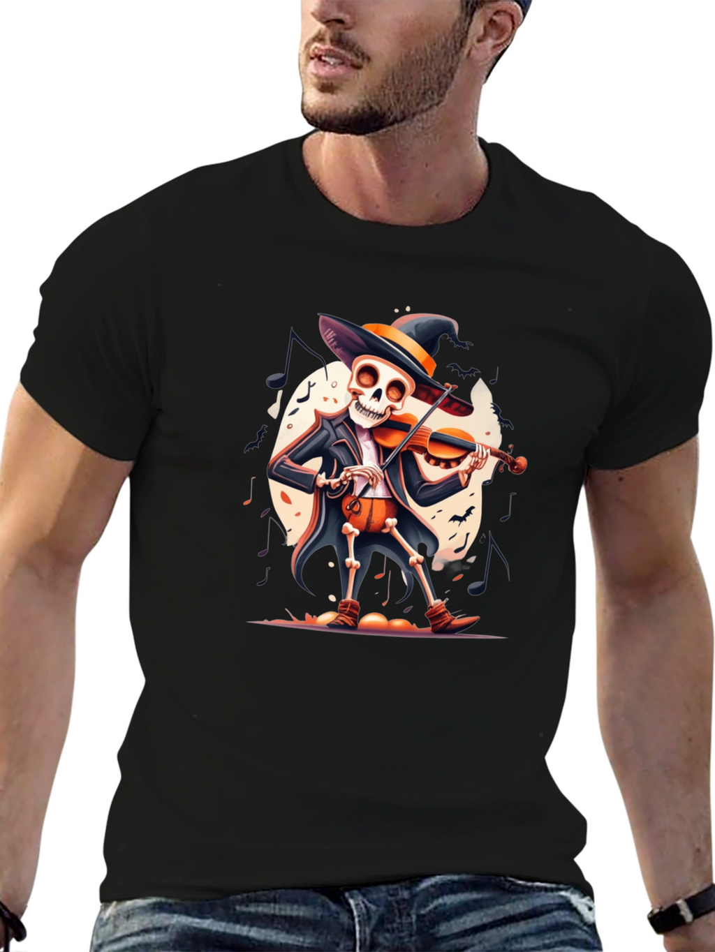 Skeleton Violinist Halloween T-Shirt