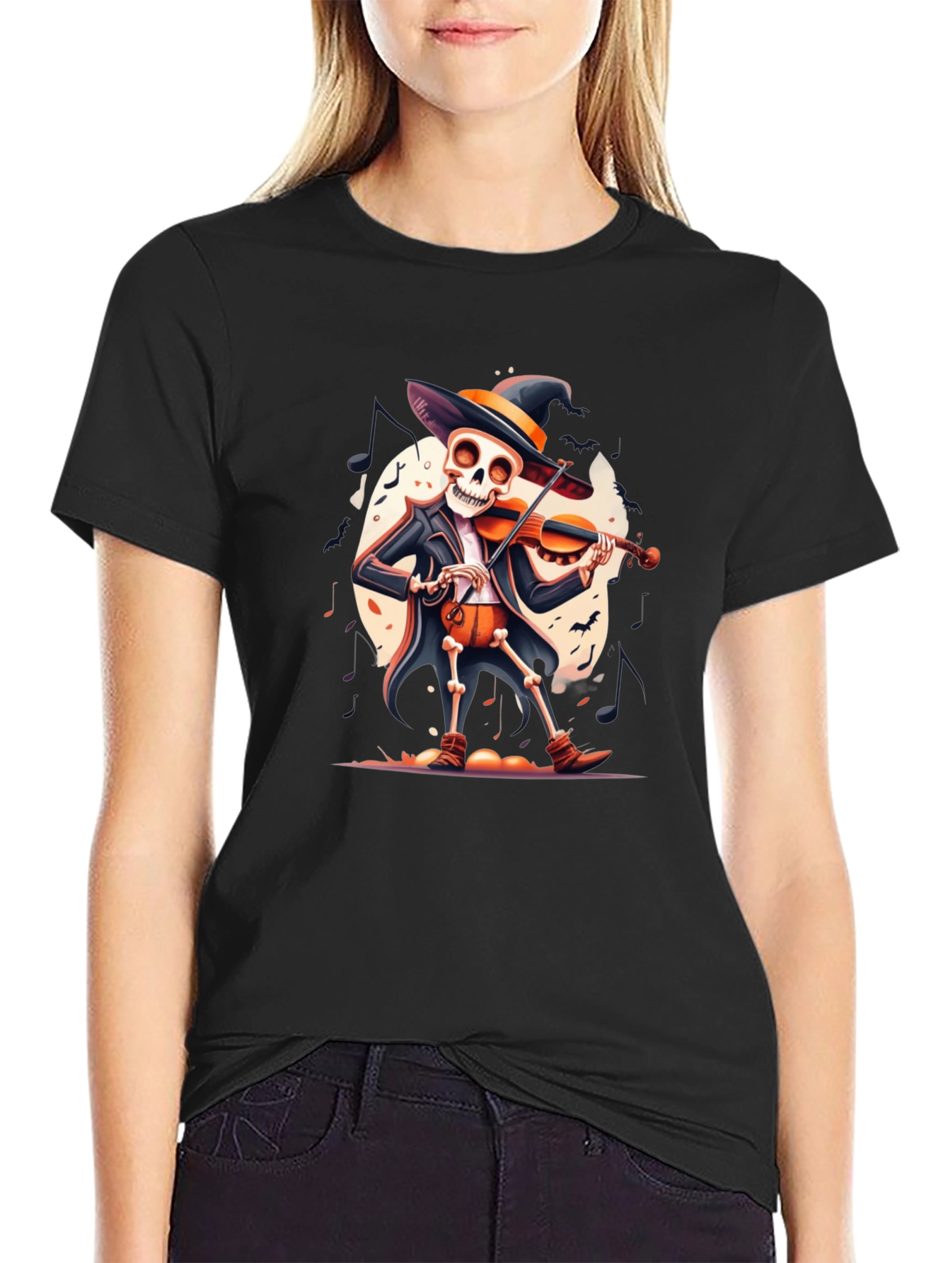 Skeleton Violinist Halloween T-Shirt