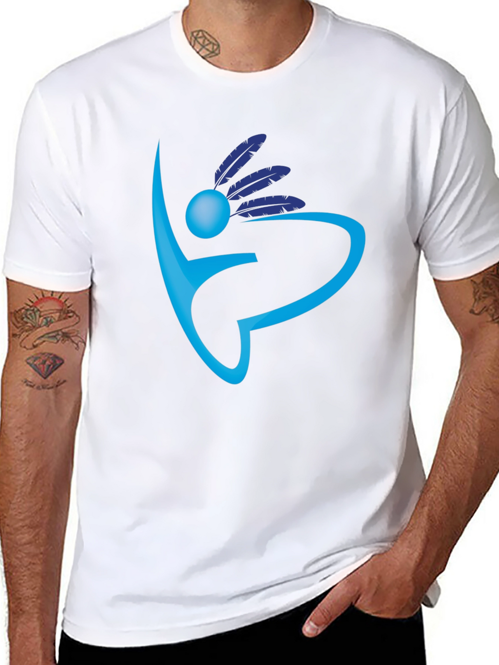 Abstract Feather Graphic Print T-Shirt