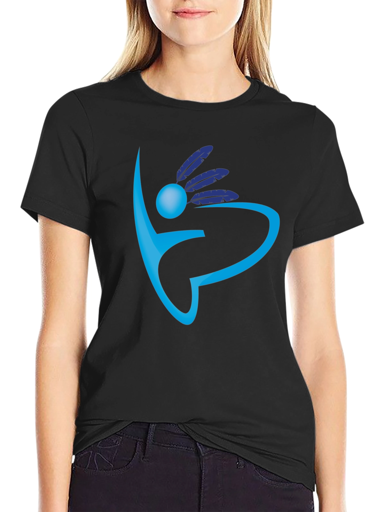 Abstract Feather Graphic Print T-Shirt