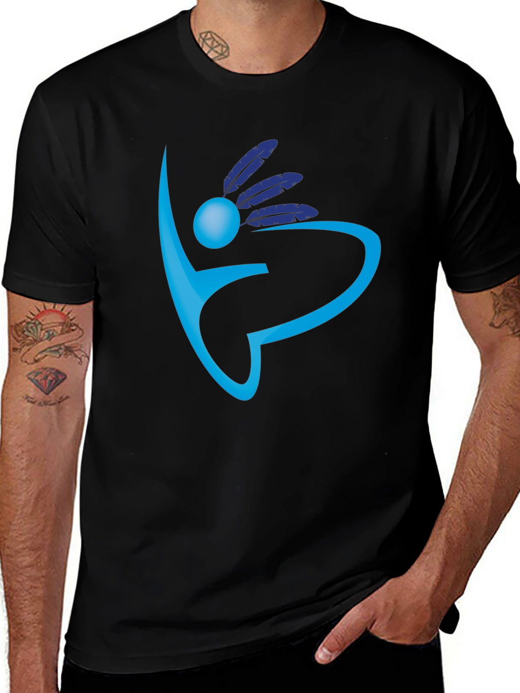 Abstract Feather Graphic Print T-Shirt