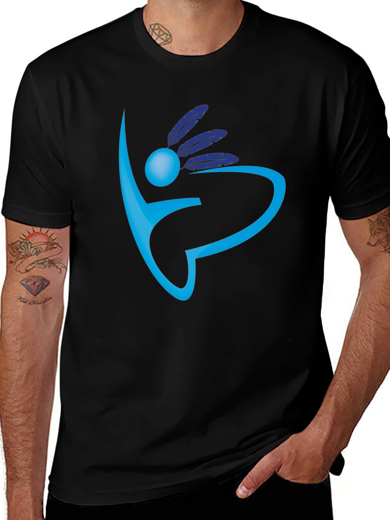 Abstract Feather Graphic Print T-Shirt