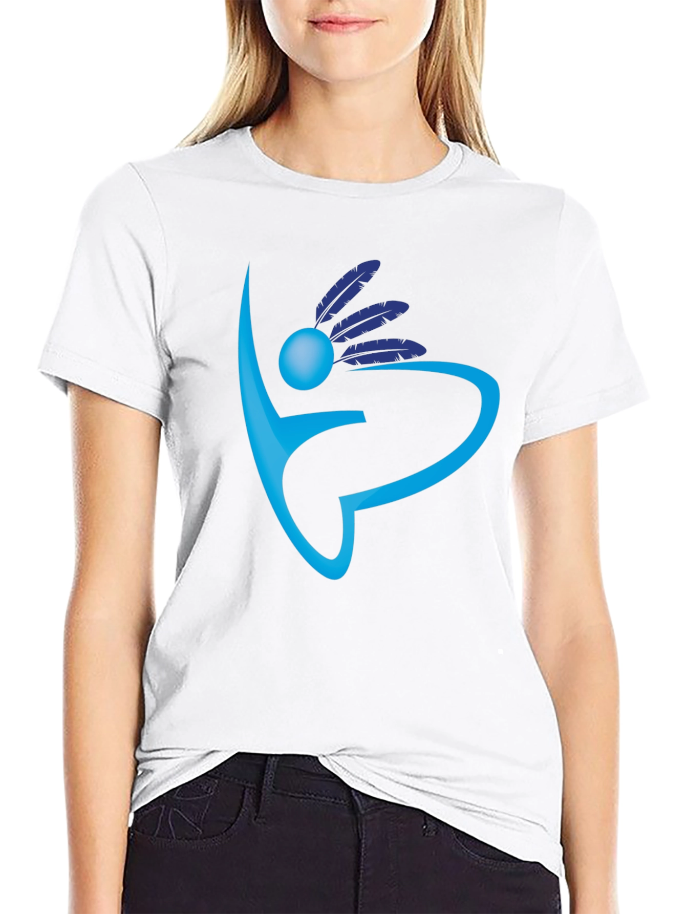 Abstract Feather Graphic Print T-Shirt