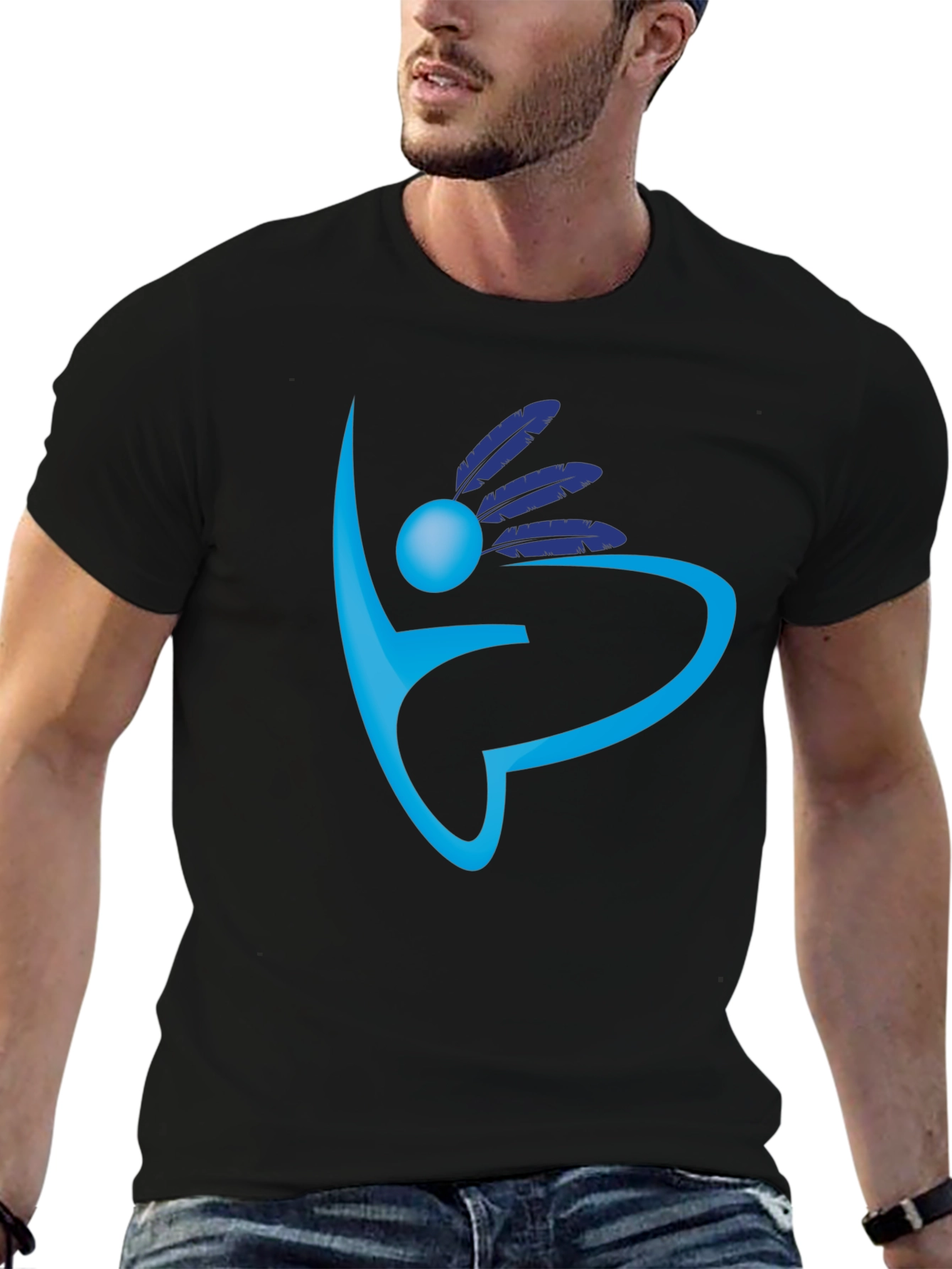 Abstract Feather Graphic Print T-Shirt