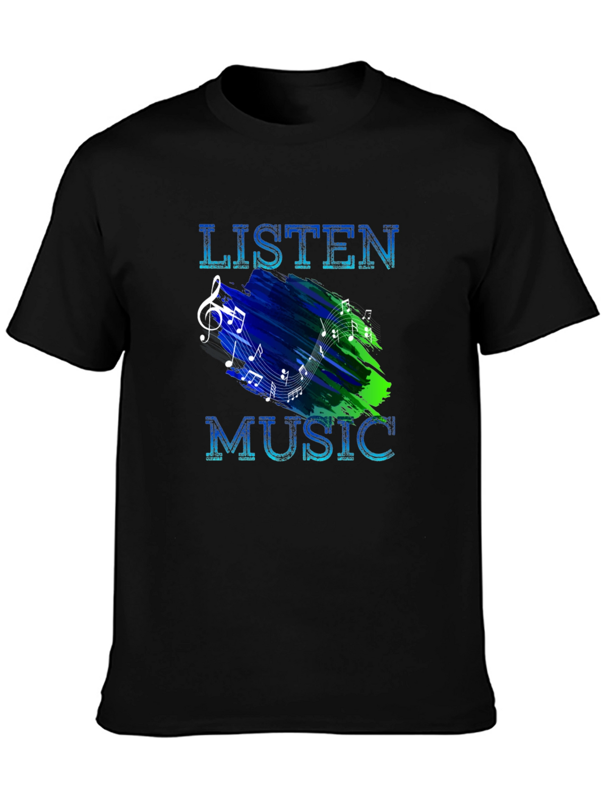 Listen Music Graphic T-Shirt - Mens Black Tee