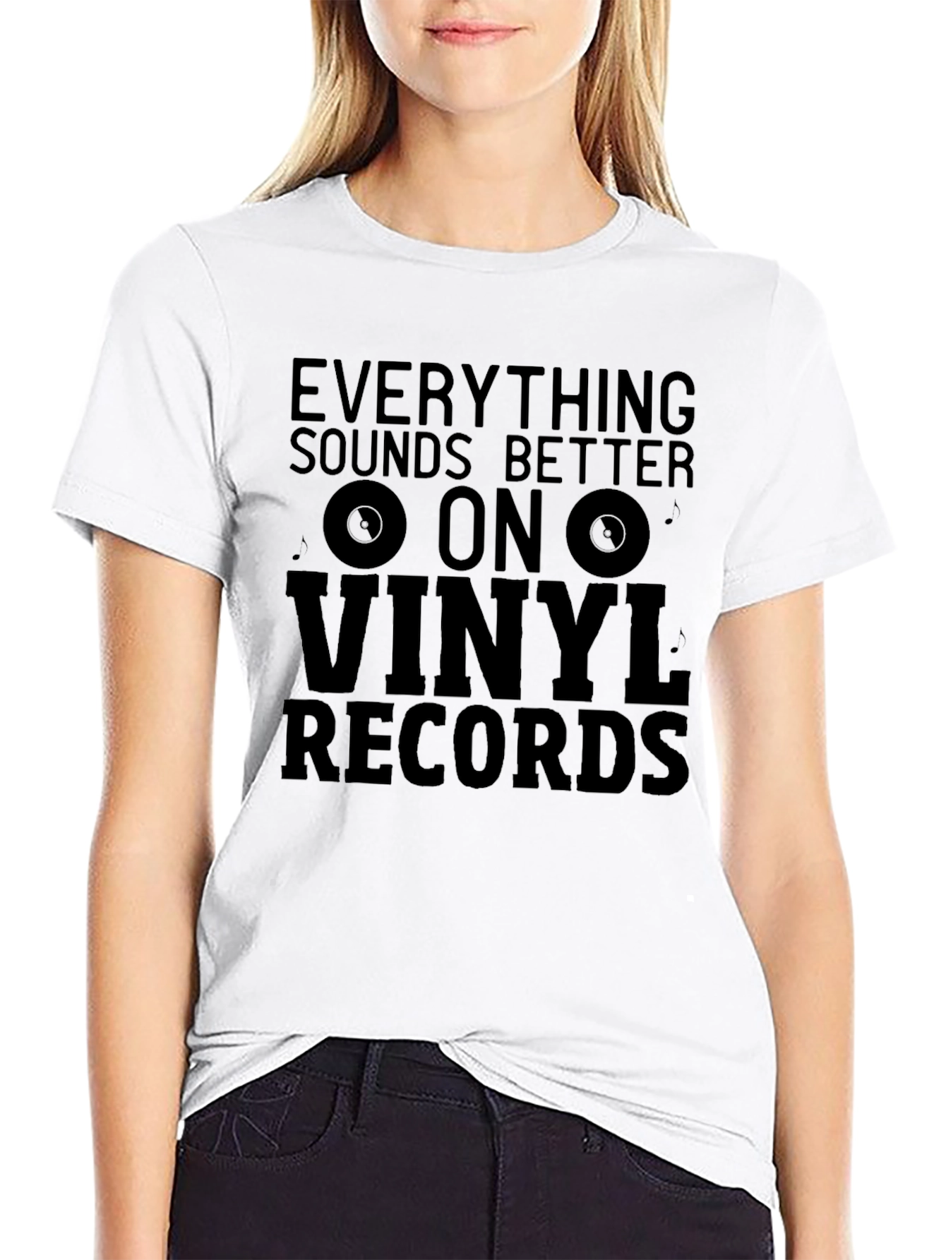Vinyl Records Graphic T-Shirt - Black