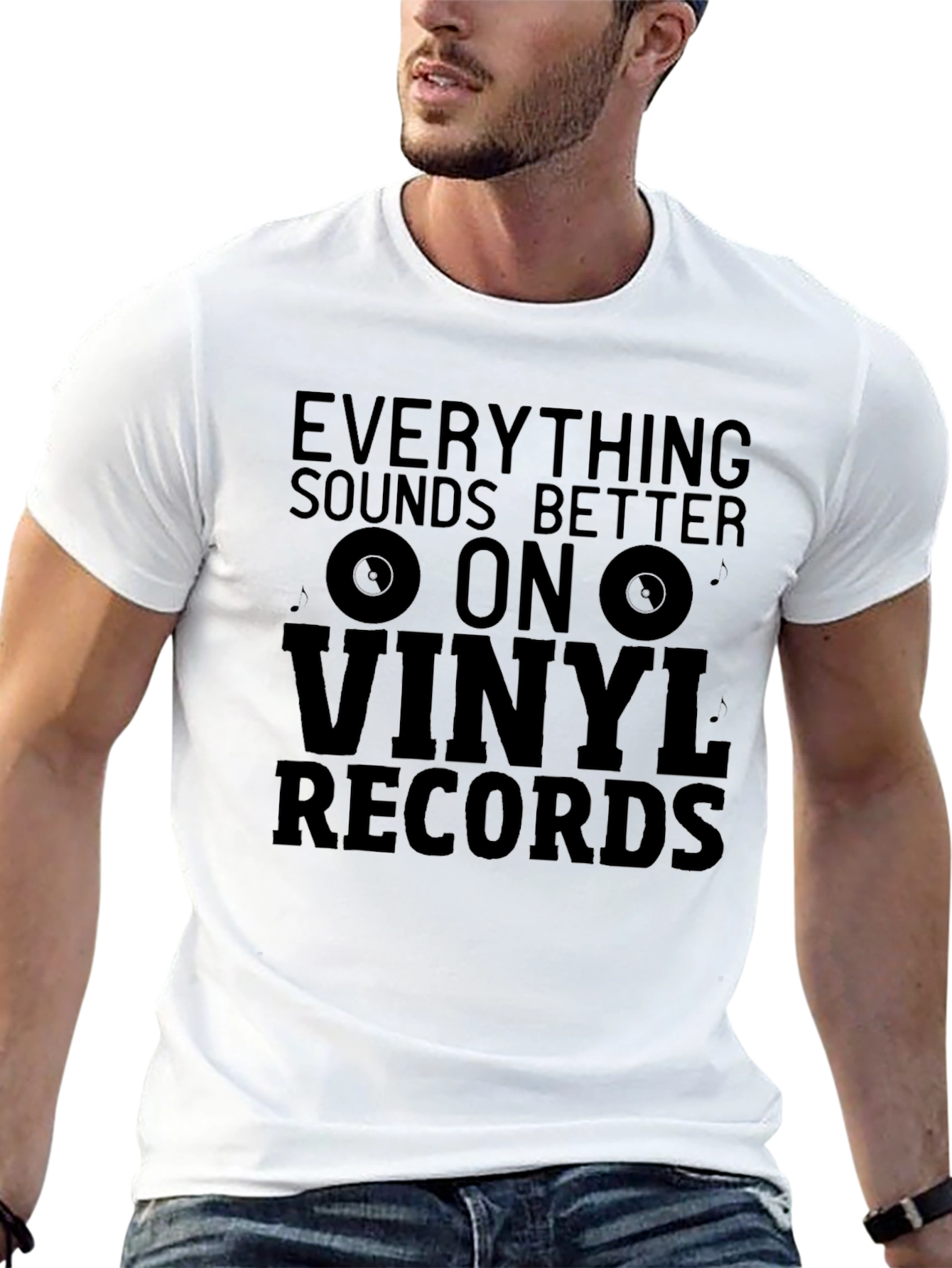 Vinyl Records Graphic T-Shirt - Black