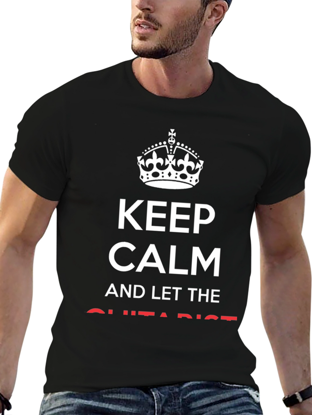 Keep Calm Guitarist Black Graphic Tee