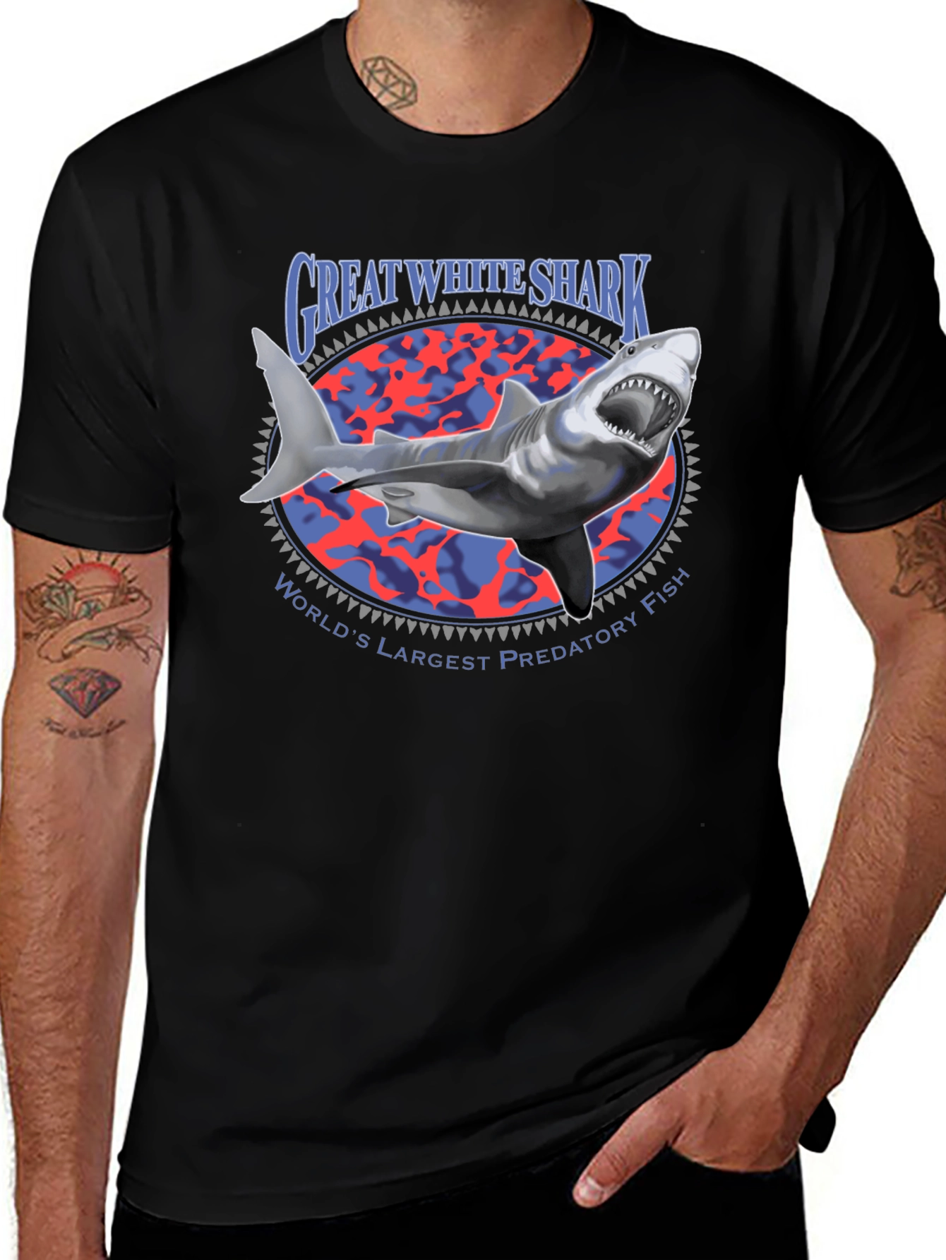 Great White Shark Graphic Tee - Predatory Fish Shirt