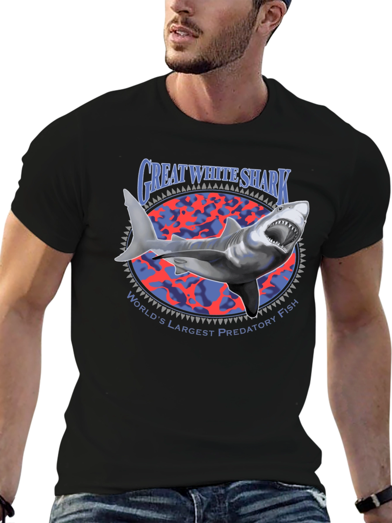 Great White Shark Graphic Tee - Predatory Fish Shirt