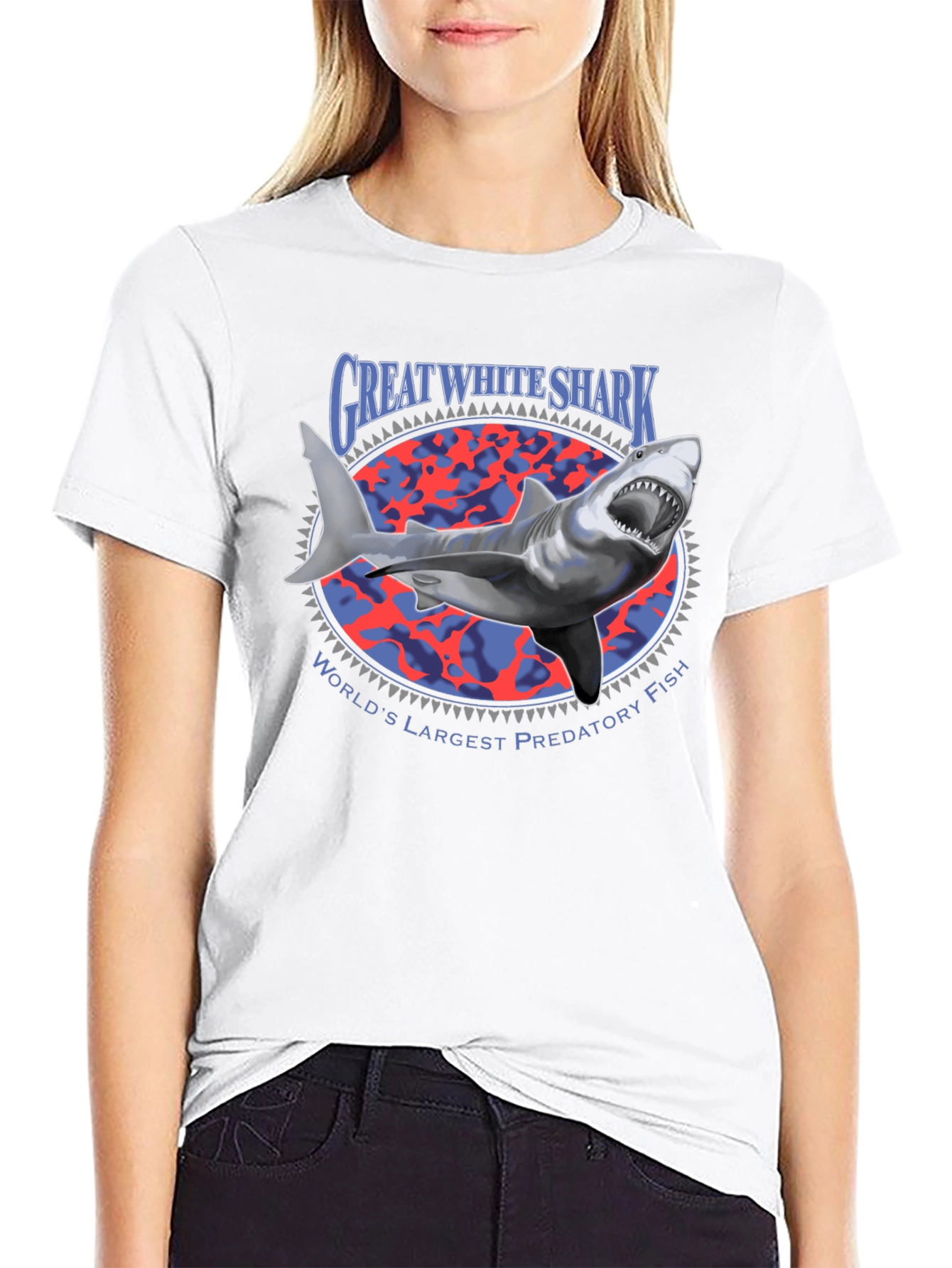 Great White Shark Graphic Tee - Predatory Fish Shirt