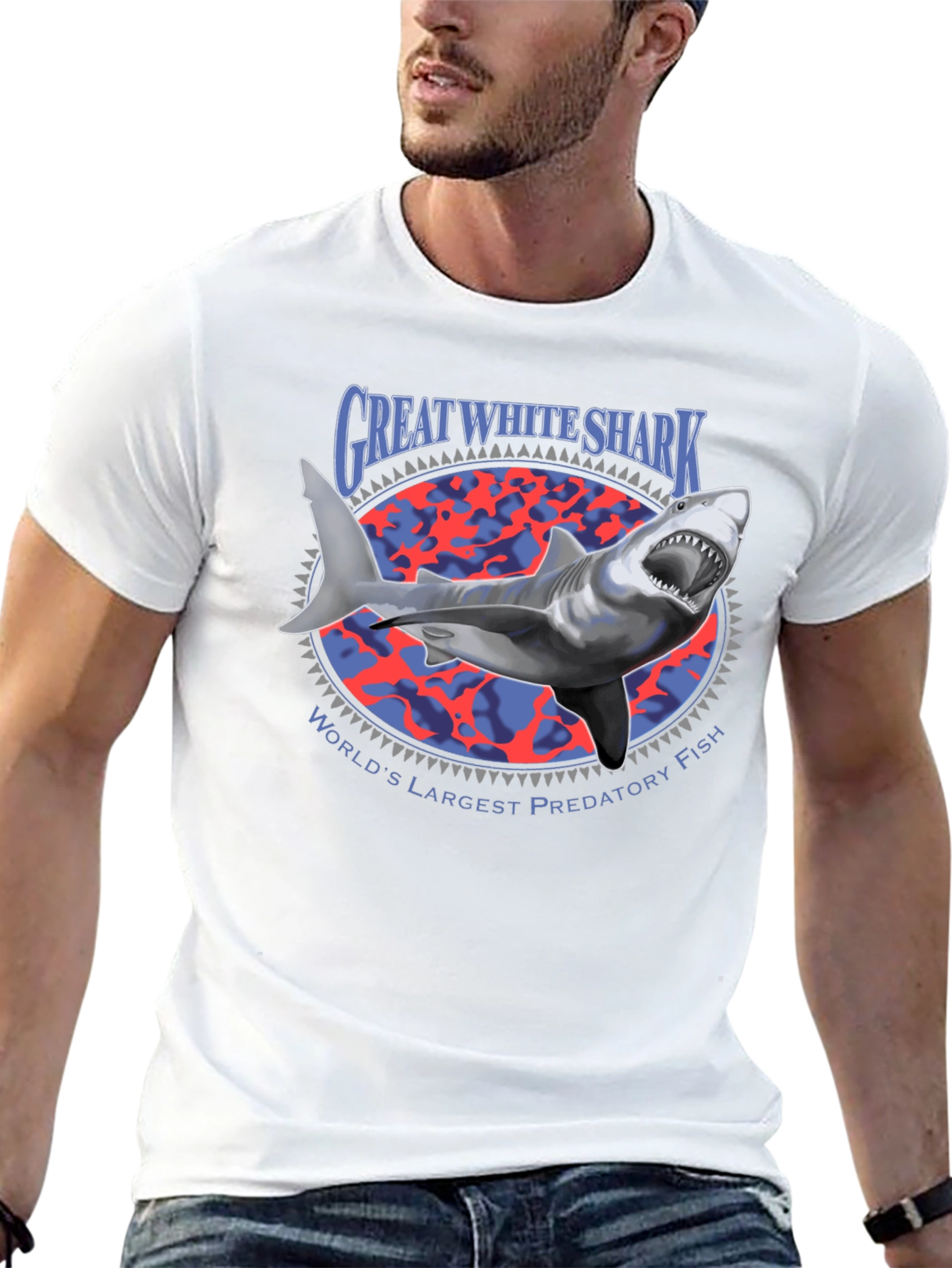 Great White Shark Graphic Tee - Predatory Fish Shirt