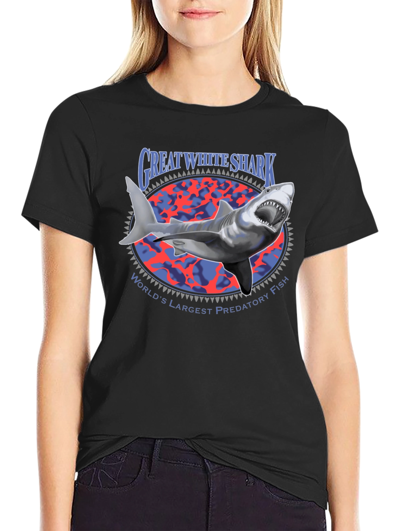 Great White Shark Graphic Tee - Predatory Fish Shirt