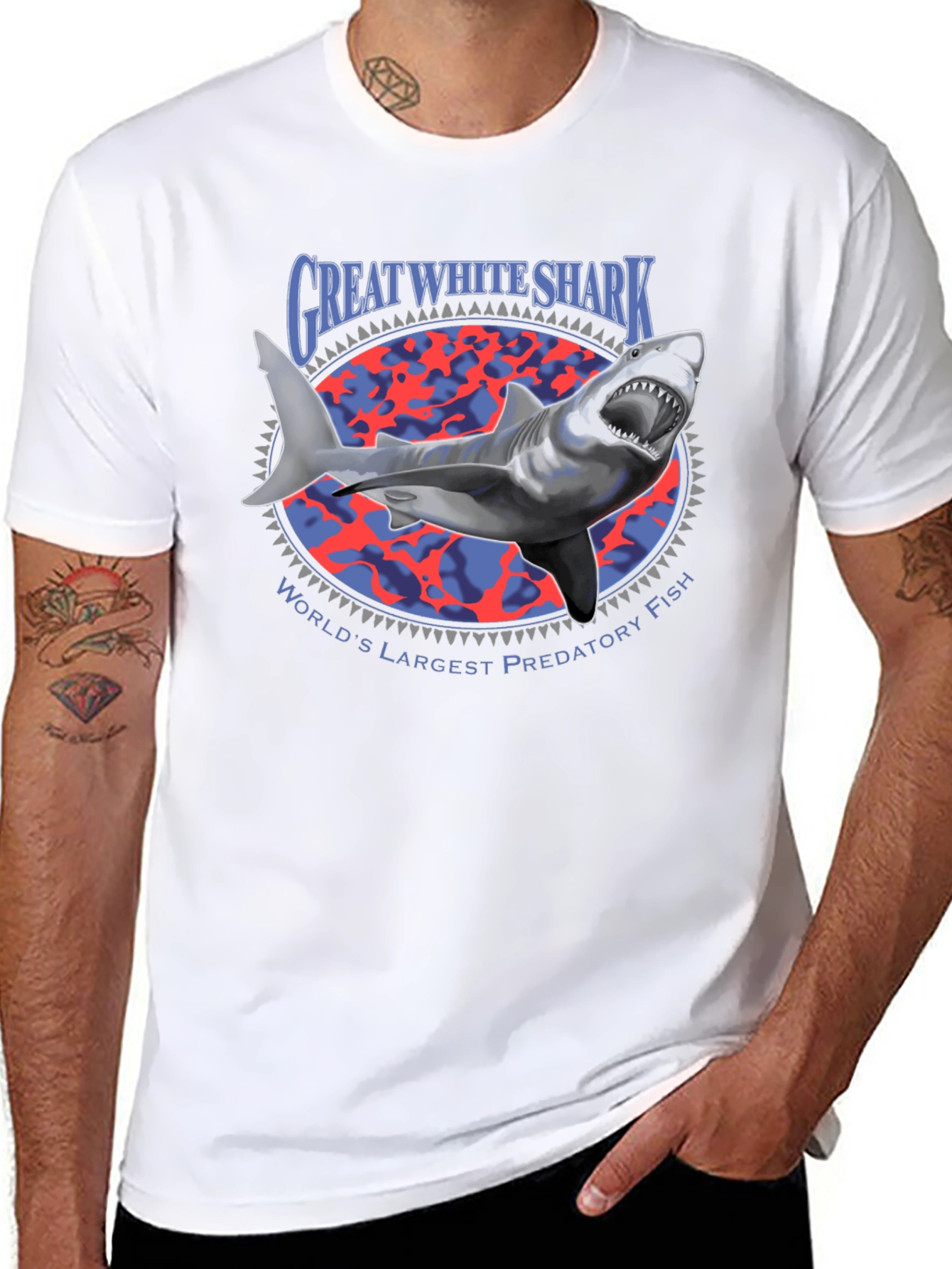 Great White Shark Graphic Tee - Predatory Fish Shirt
