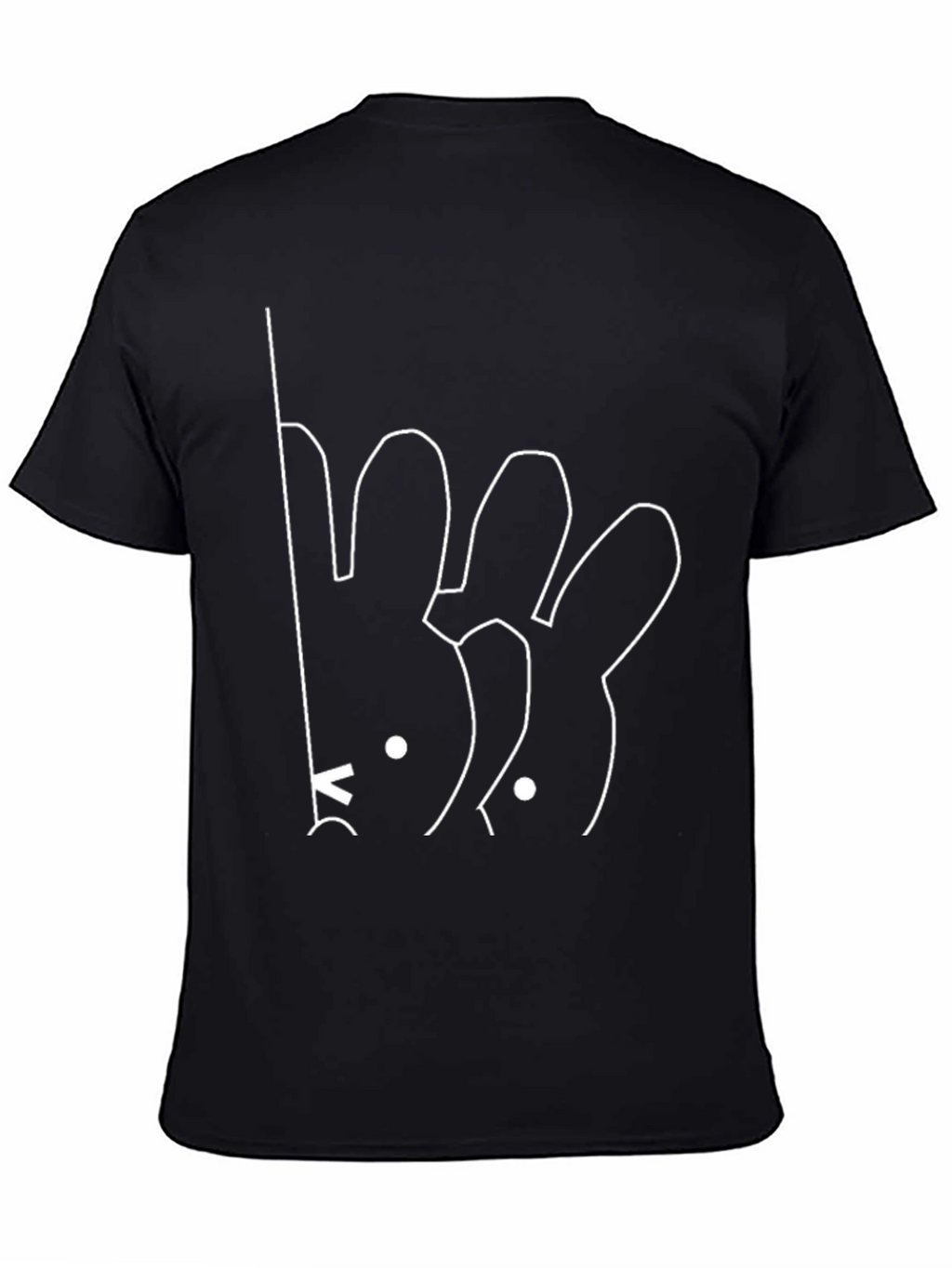 Minimalist Bunny Line Art Black T-Shirt