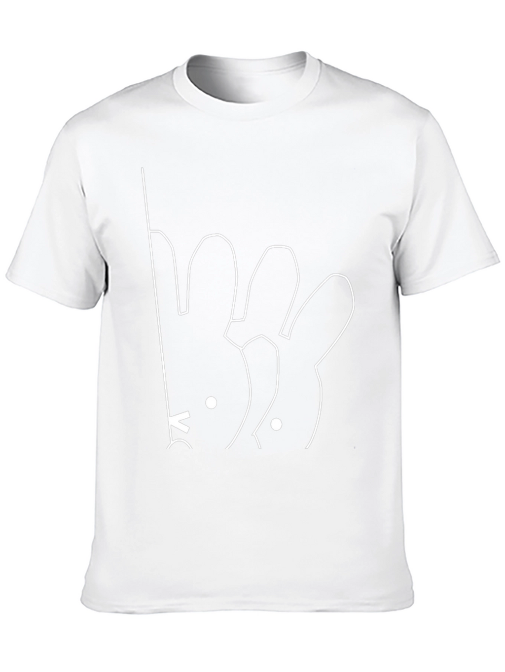 Minimalist Bunny Line Art Black T-Shirt