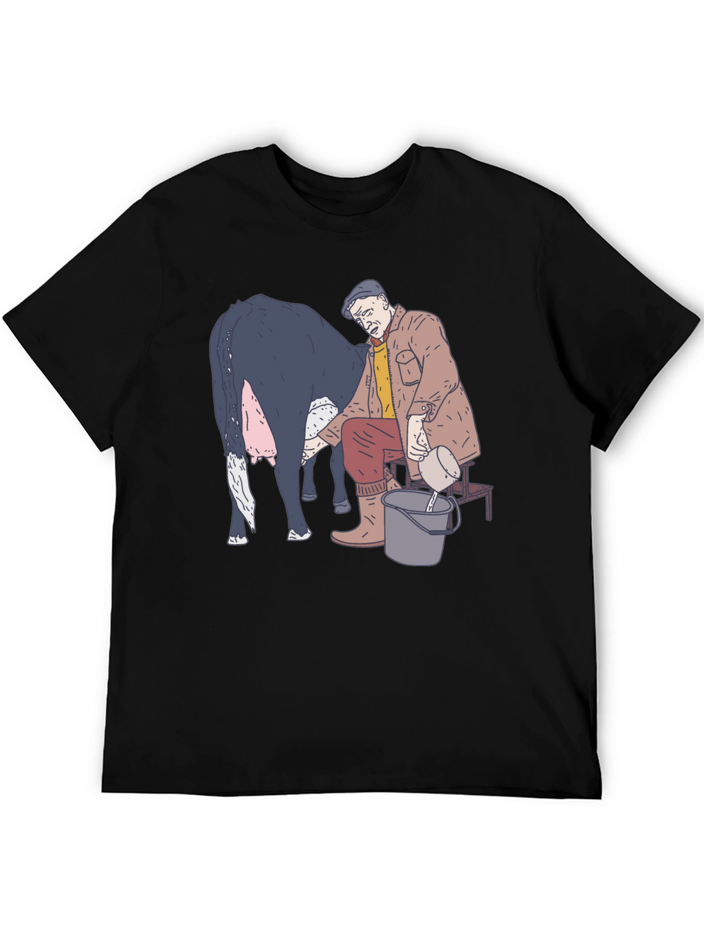 Funny Milking Cow Graphic T-Shirt