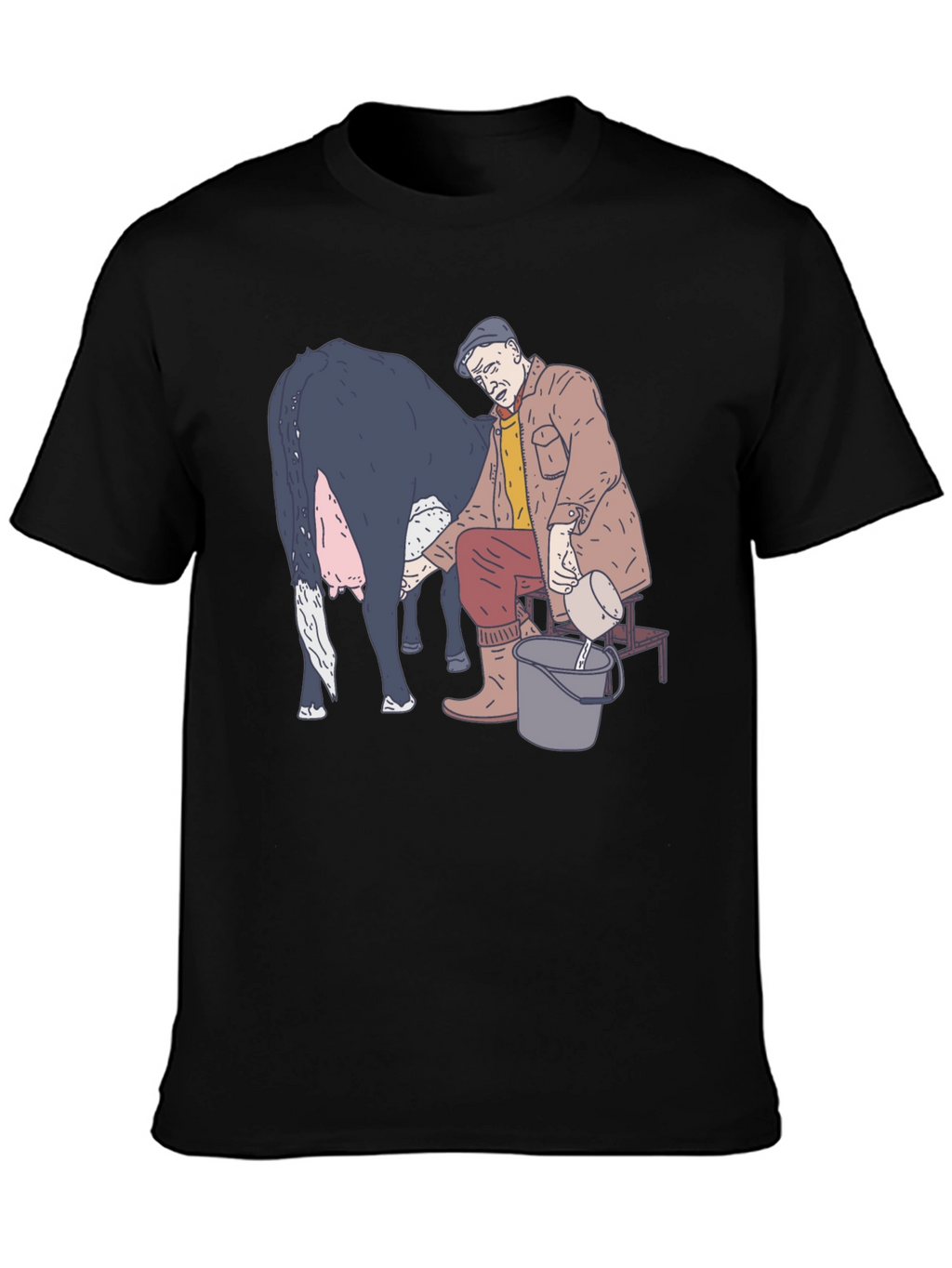 Funny Milking Cow Graphic T-Shirt
