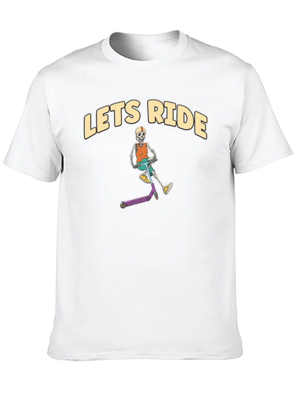 Lets Ride Skeleton Scooter Black T-Shirt